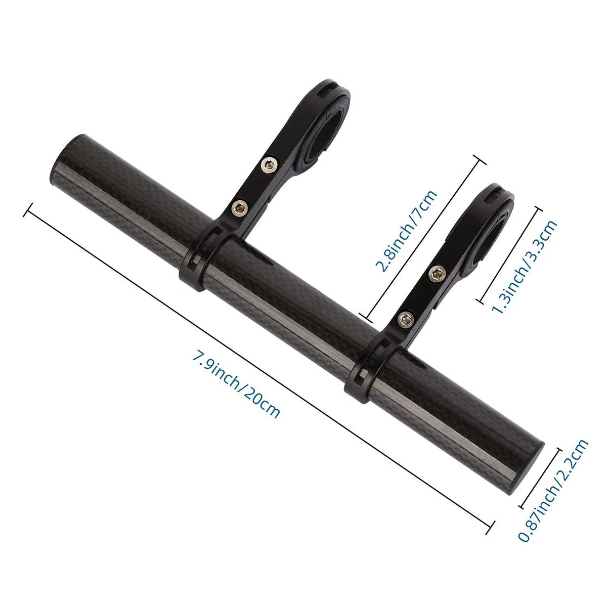 Yizhet 20cm Przedłużenie kierownicy rowerowej, przedłużka do roweru, rozszerzenie przedłużenie o średnicy 25,4mm, 31,8mm, latarki, smartfonów, urządzeń GPS,Włókno węglowe