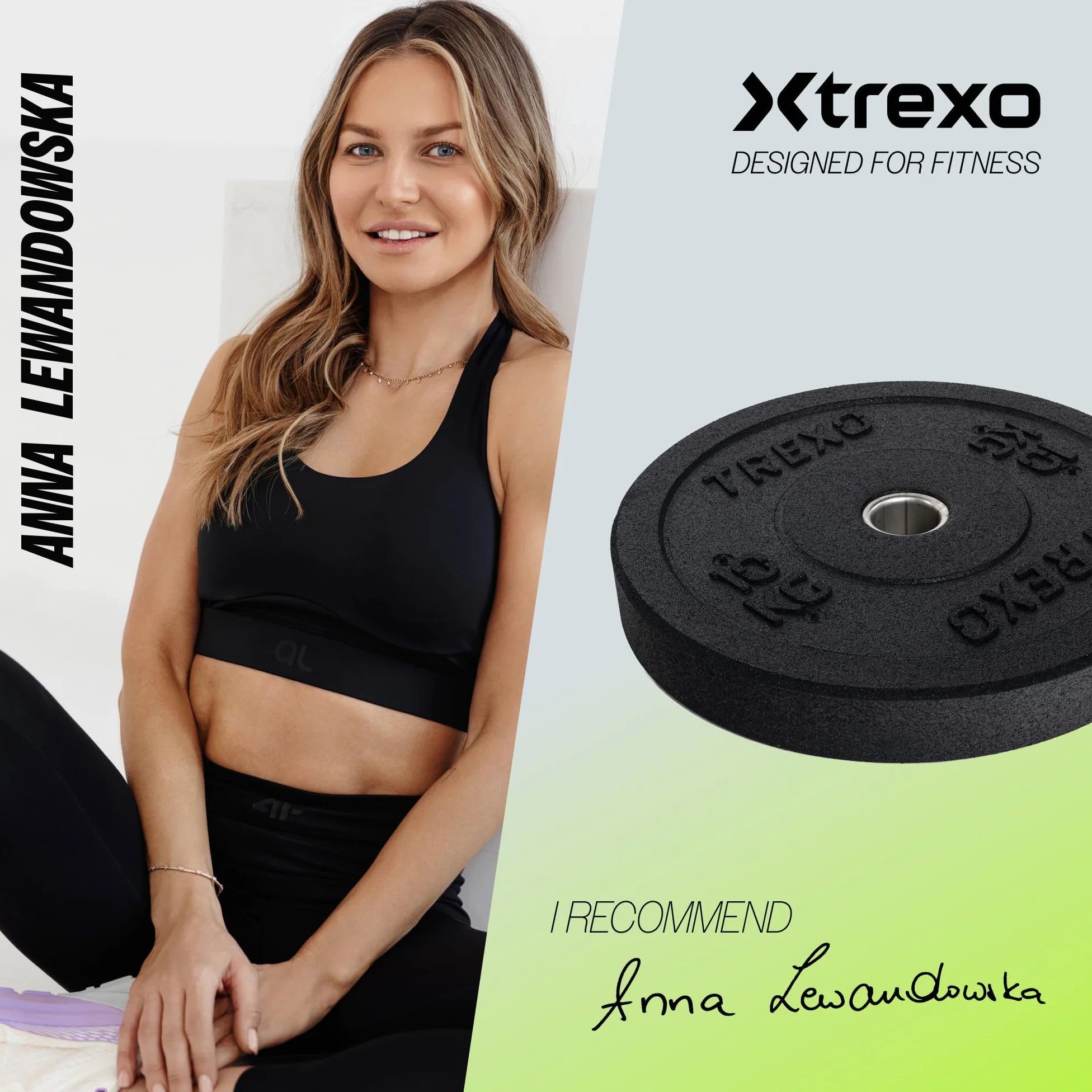 TREXO Olympic bumper tarcza do sztangi gumowana, trening siłowy crossfit