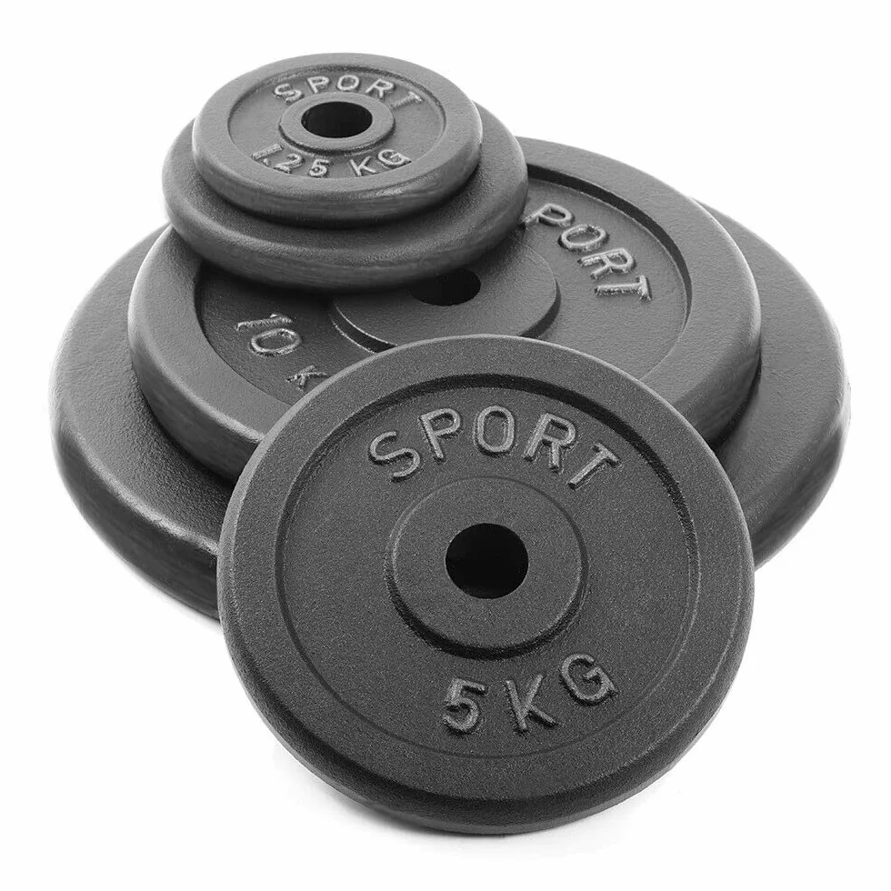 AtHaus Krążki do sztangi 4 x 5 kg zestaw żeliwne hantle ciężarki 30/31 mm