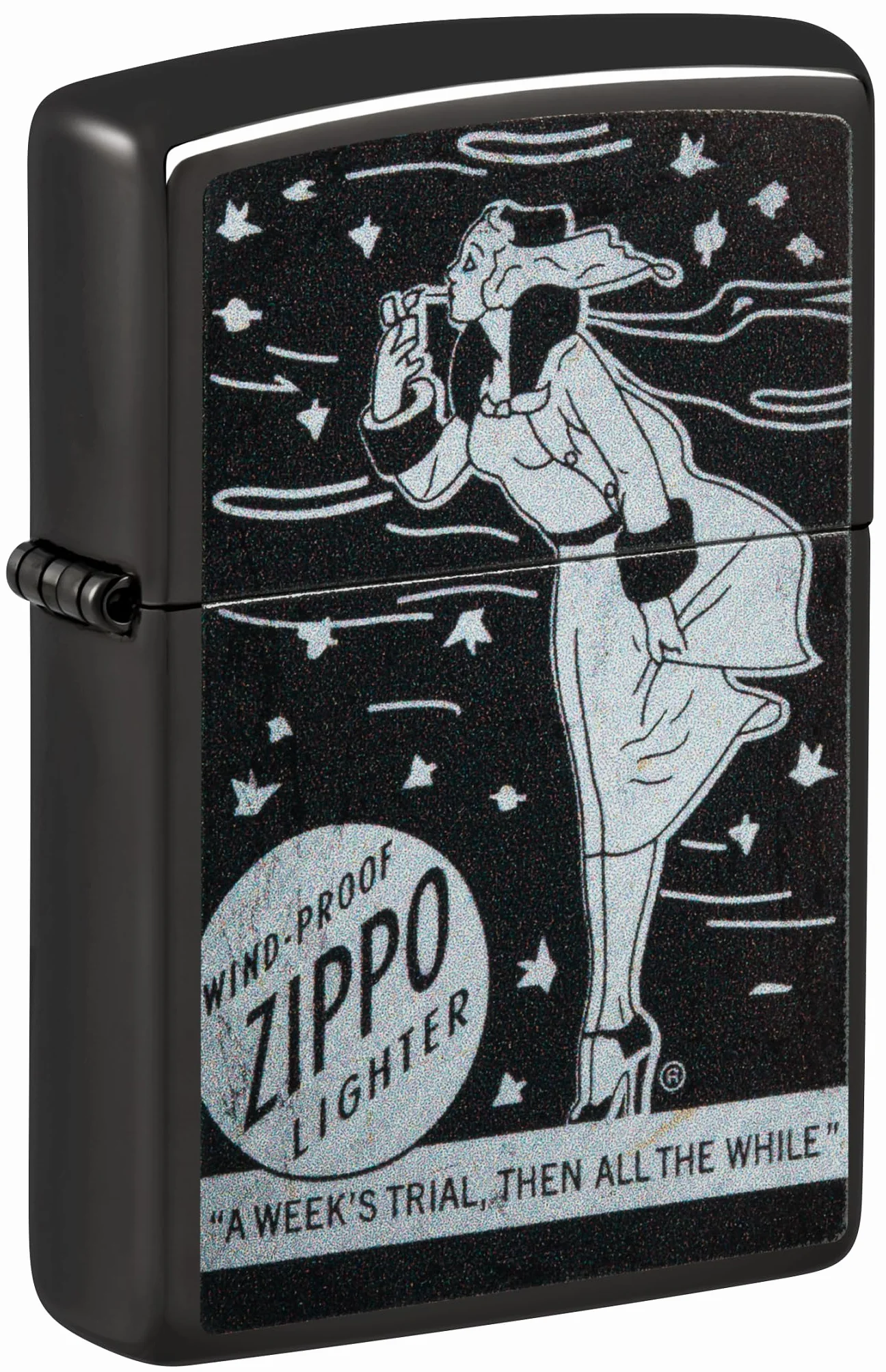 Zippo Vintage Windy Logo Zapalniczka Sztormowa Wielokrotnego Użytku Wiatroodporna Czarny