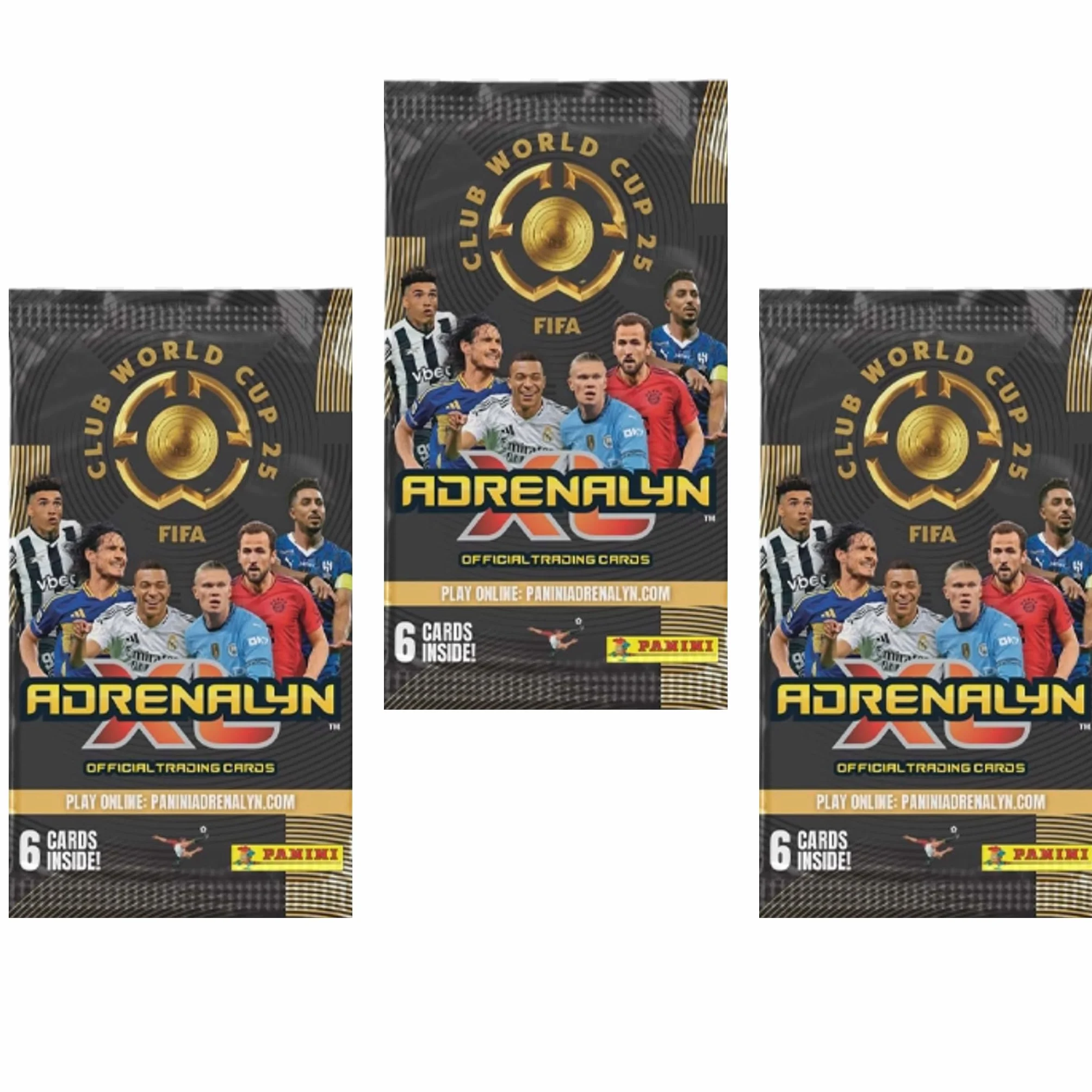 Panini FIFA Club WM 2025 Trading Cards – 3 x Boosterpacks – kolekcja Adrenalyn XL + ochrona przed wysyłką Heartforcards®