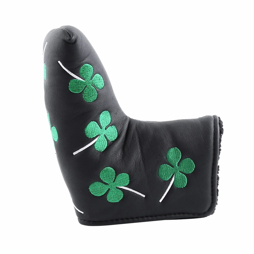 Nikou Putter Cover skórzany magnetyczny putter nakrycie głowy cztery liście golfa pokrowiec do aktywności w golfa (czarny)