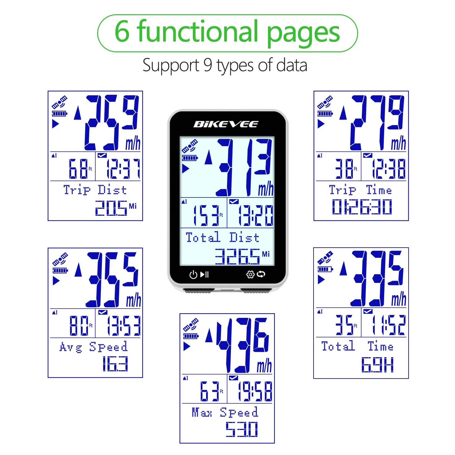 Bezprzewodowy komputer rowerowy IPX7, 6.1 cm LCD prędkościomierz MPH km/h