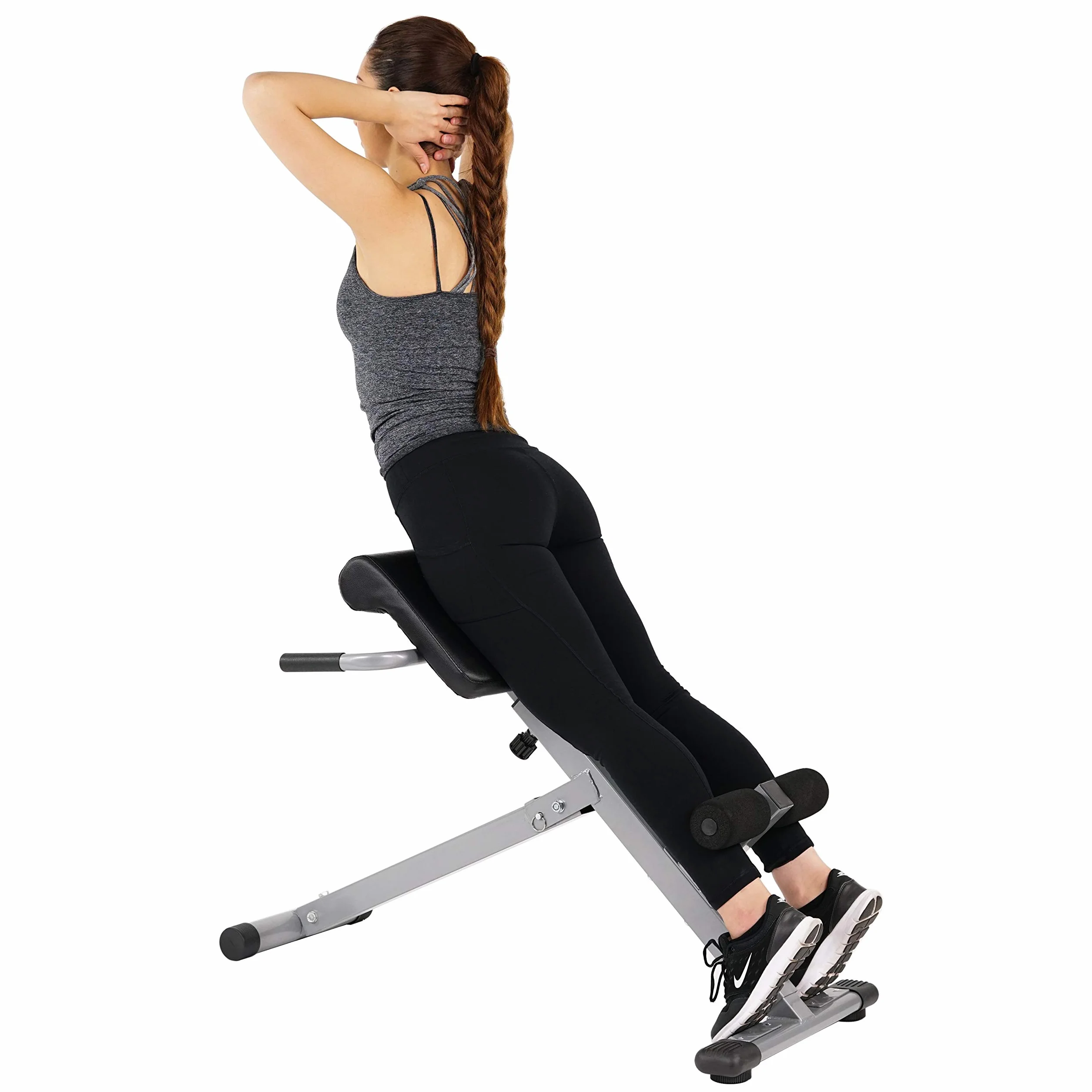 Sunny Health & Fitness 45-stopniowe przedłużanie krzesło rzymskie, stal stopowa, szary