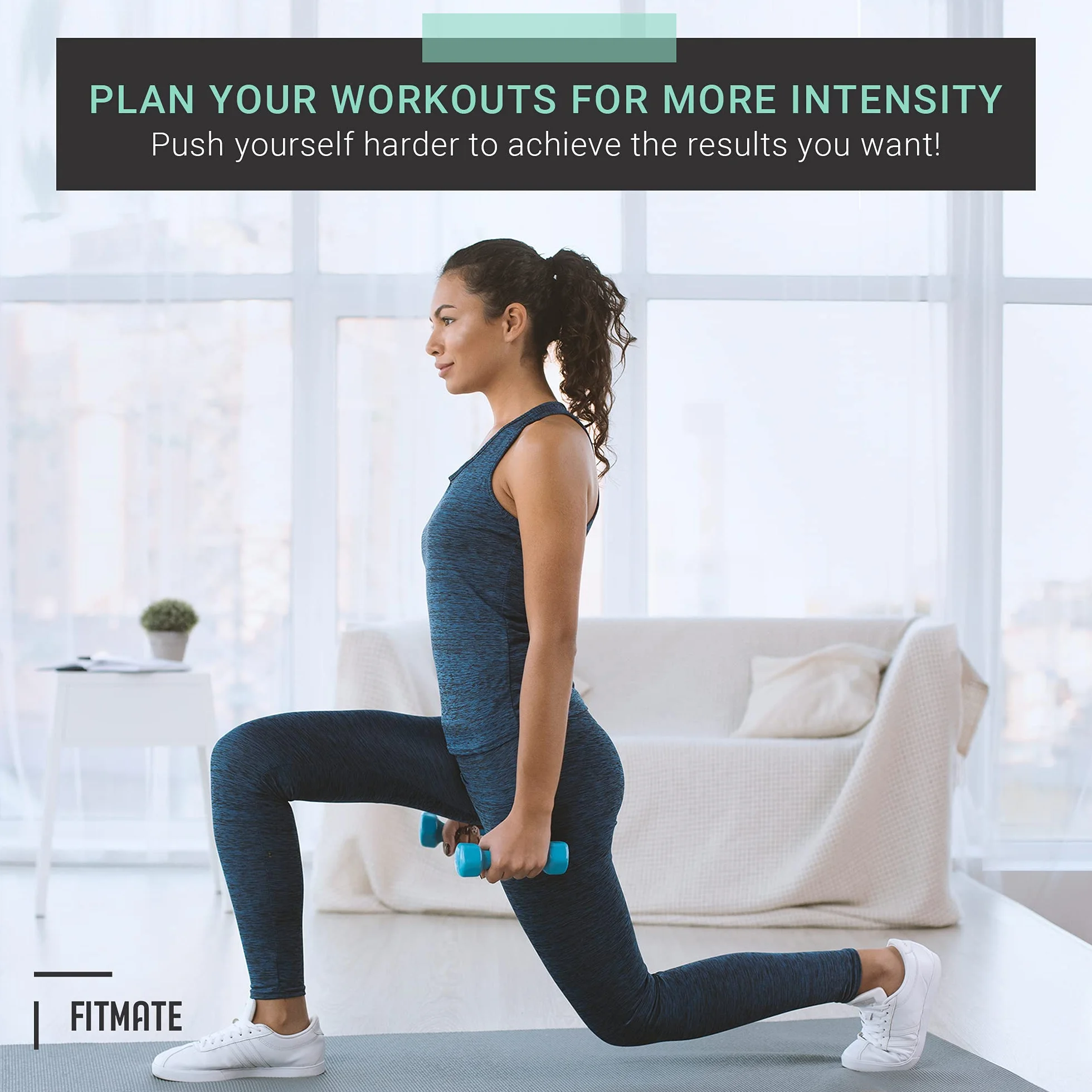 PosterMate - FitMate zestaw plakatów treningowych, 8 sztuk, hantle, sztanga, kettlebell i wiele innych rutynowych treningów gimnastycznych z bezpłatnymi ciężarami (51 x 76 cm)