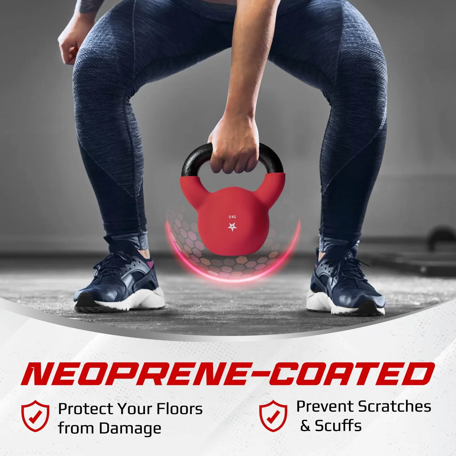 Yes4All WV6P Kettlebell 8 kg czerwony powlekane neoprenem