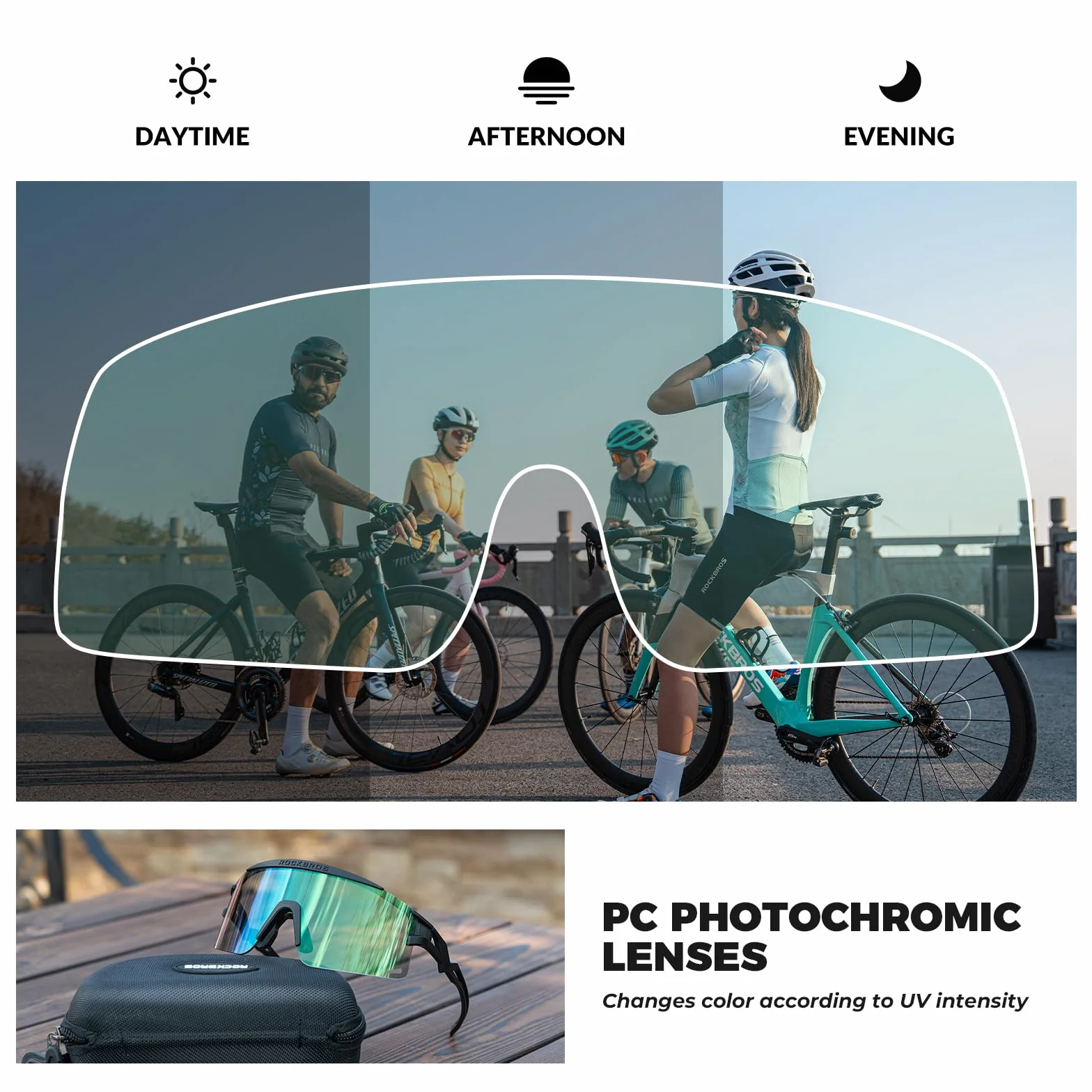 ROCKBROS Okulary rowerowe fotochromatyczne z polaryzacją i filtrem przeciwmgielnym sportowe