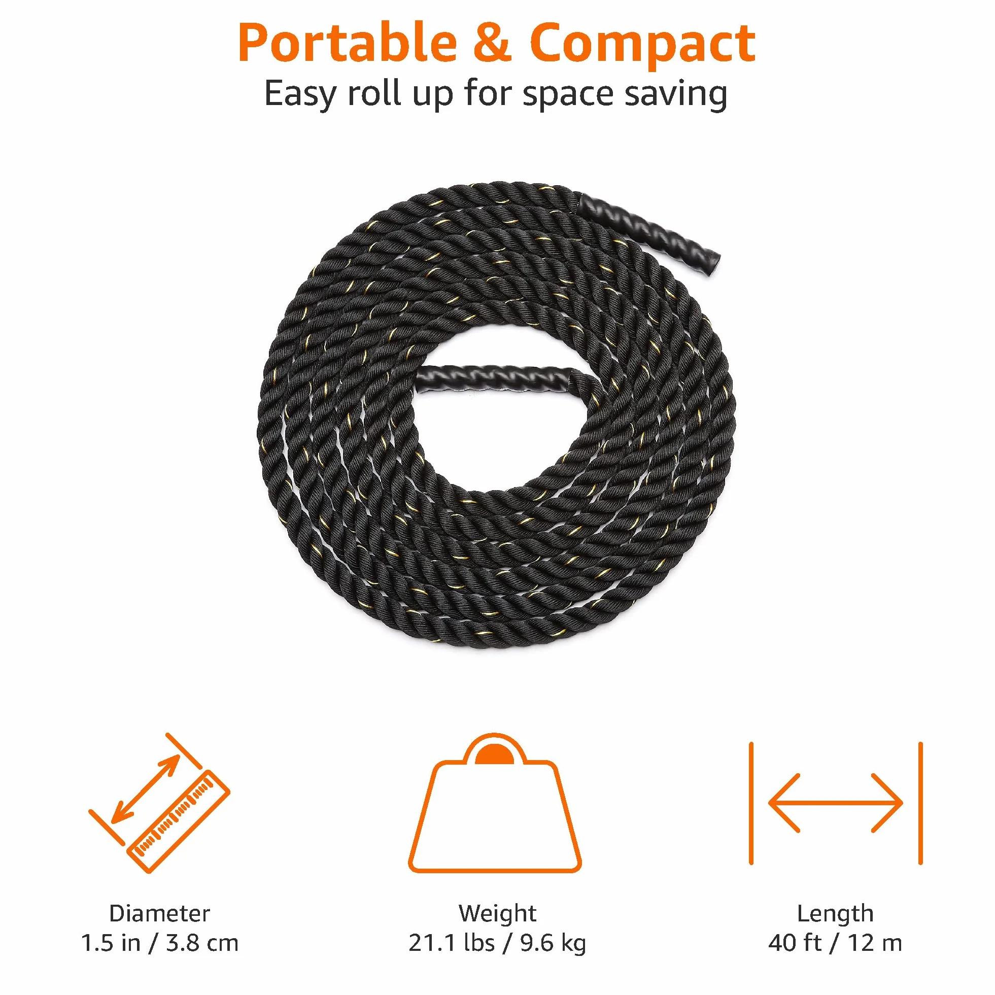 Amazon Basics lina treningowa Battle Rope