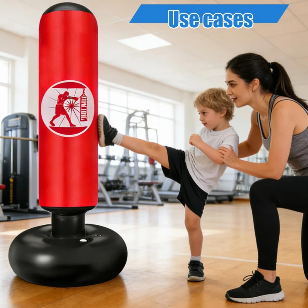 FARYODI Worek bokserski stojący 160 cm czerwony nadmuchiwany do karate kickboxingu