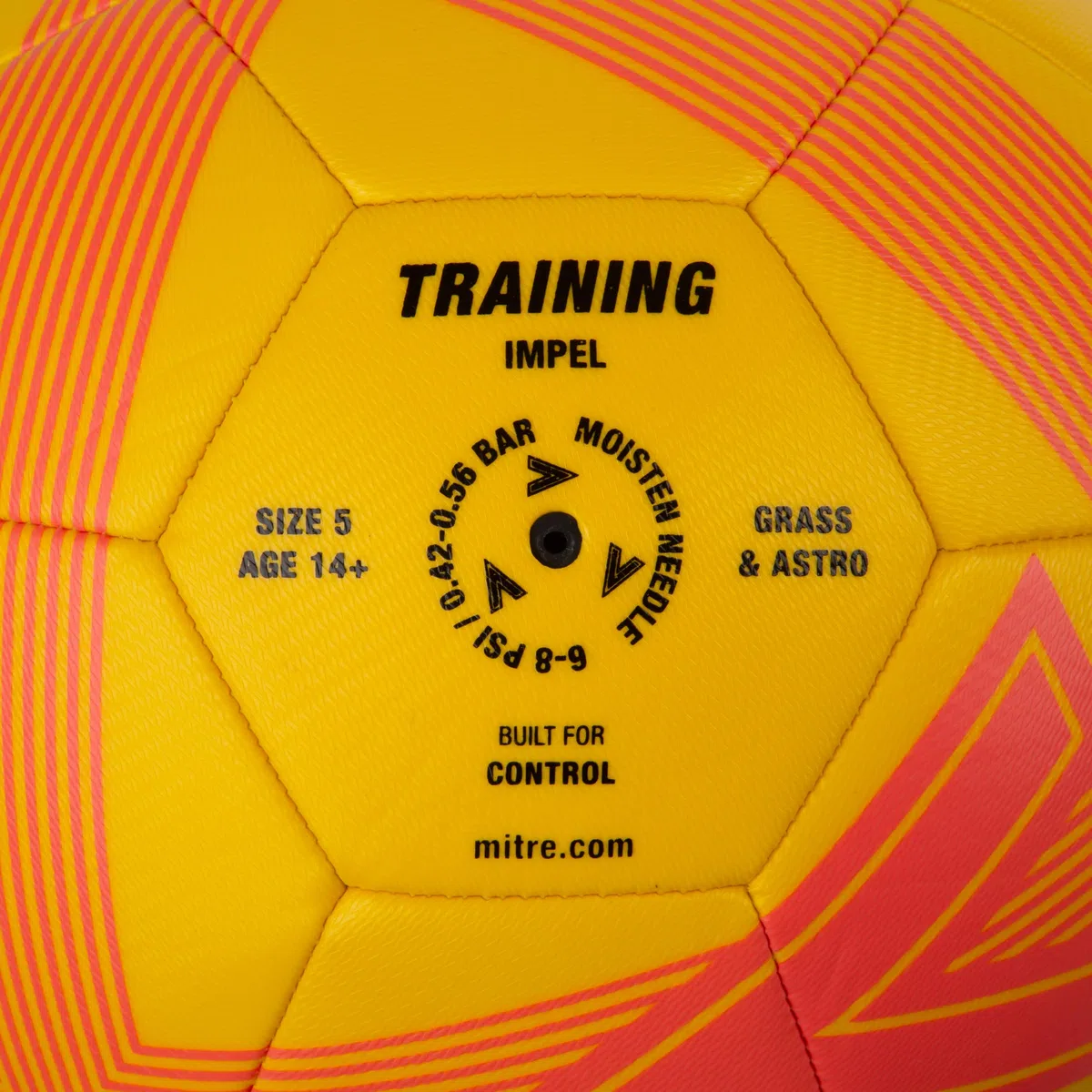 Mitre Impel L30P piłka nożna, bardzo trwała, zachowuje kształt, żółty/pomarańczowy, 5