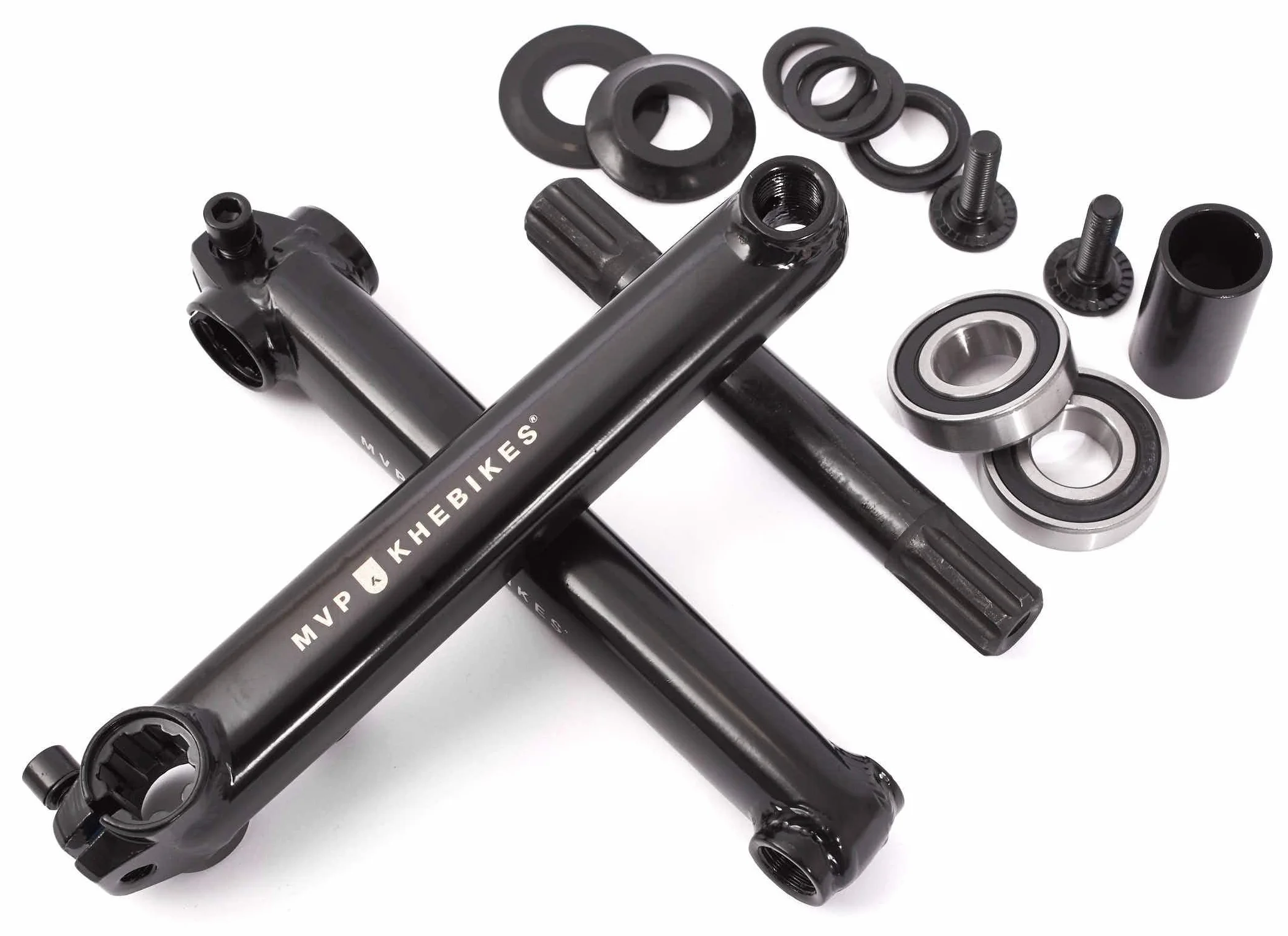 KHEbikes KHE MVP BMX zestaw korby 8T MID BB 4130 CrMo oś 19 mm wraz z adapterem, logo laserowe