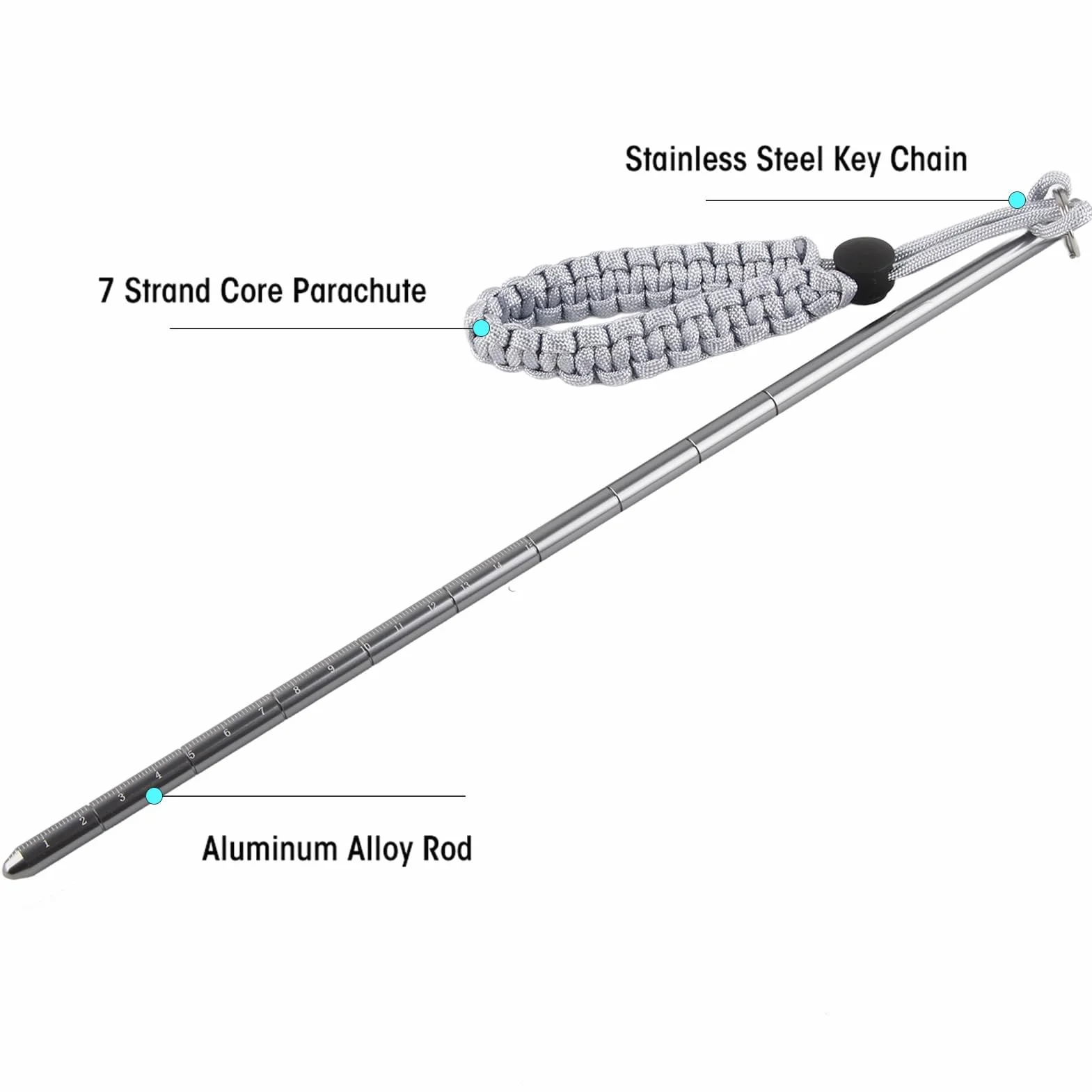 Alomejor Pointer Stick Rod Pointer Stick ze stopu aluminium Scuba Diving Noise Maker Stick Rod Pointer z regulowanym paskiem na nadgarstek (kolor szary)