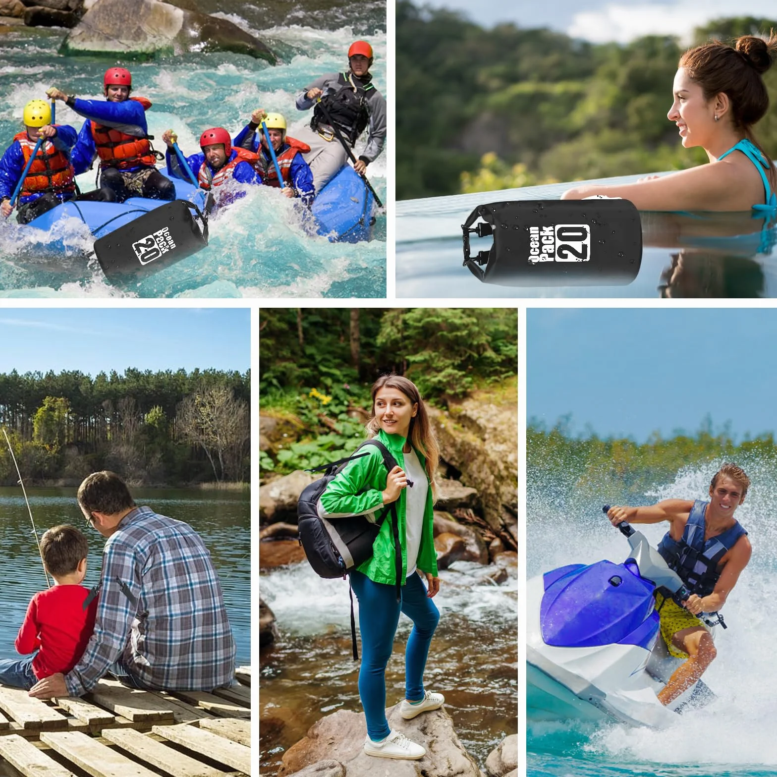 Gucass Dry Bag, 20 L Worek wodoszczelny Wodoszczelna torba regulowanym pasek na ramię, na Telefon Komórkowy, Regulowany Pasek na Ramię, na kemping, rafting, pływanie, surfowanie, Czarny