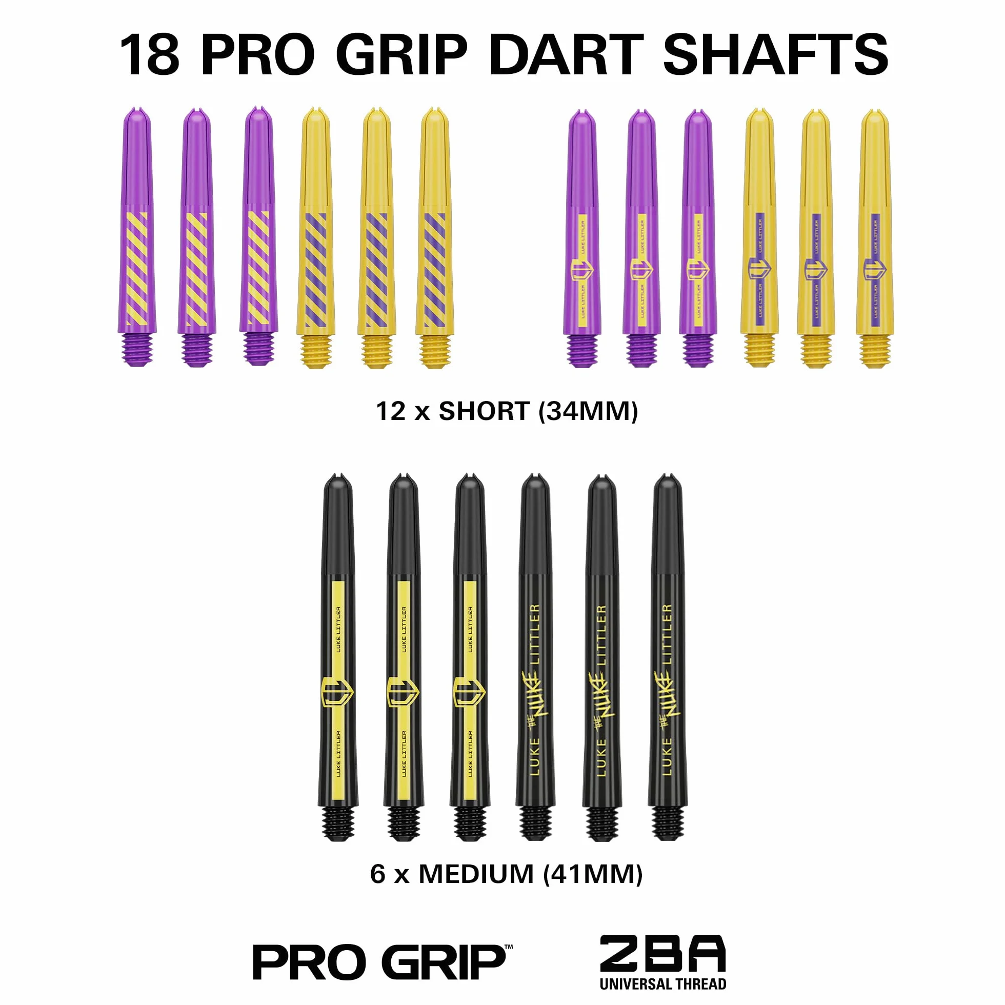 Target Darts Luke Littler mosiężny zestaw rzutek ze stałymi stalowymi końcówkami 22 G Pro Grip Shafts No.2 Pro Ultra lotki