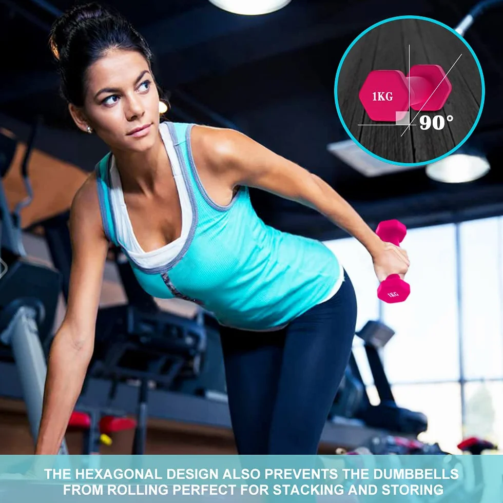 Hantle neoprenowe waga domowa siłownia fitness hantle - zestaw 2 hantli - 1 kg (zielony)