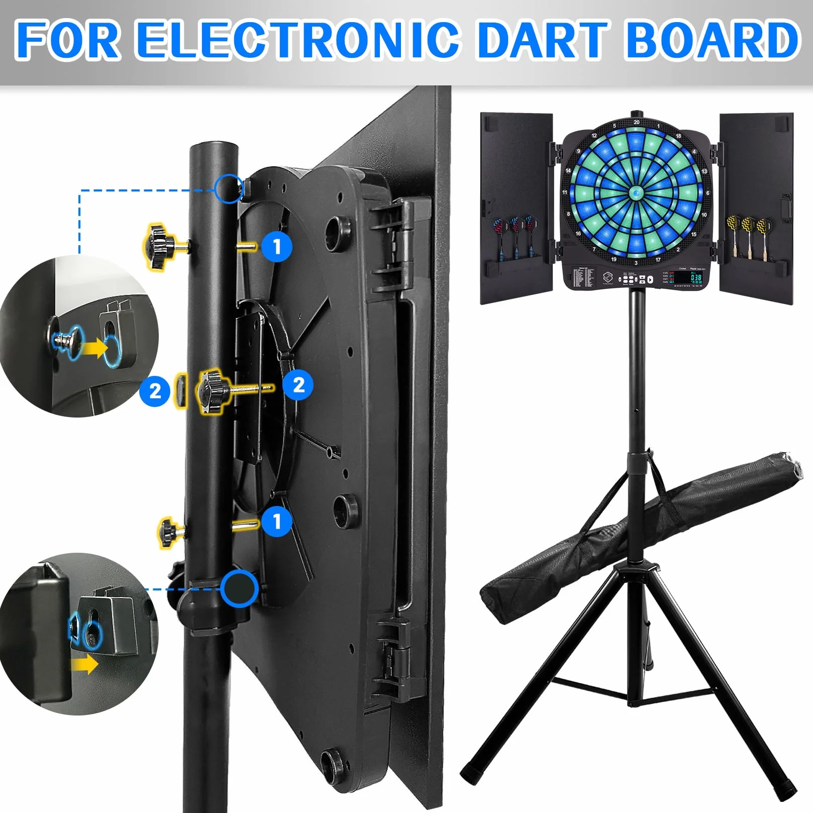 Turnart Stojak do darty, akcesoria do tarczy elektronicznej, 106-200 cm, ciężki stojak, 3,7 kg