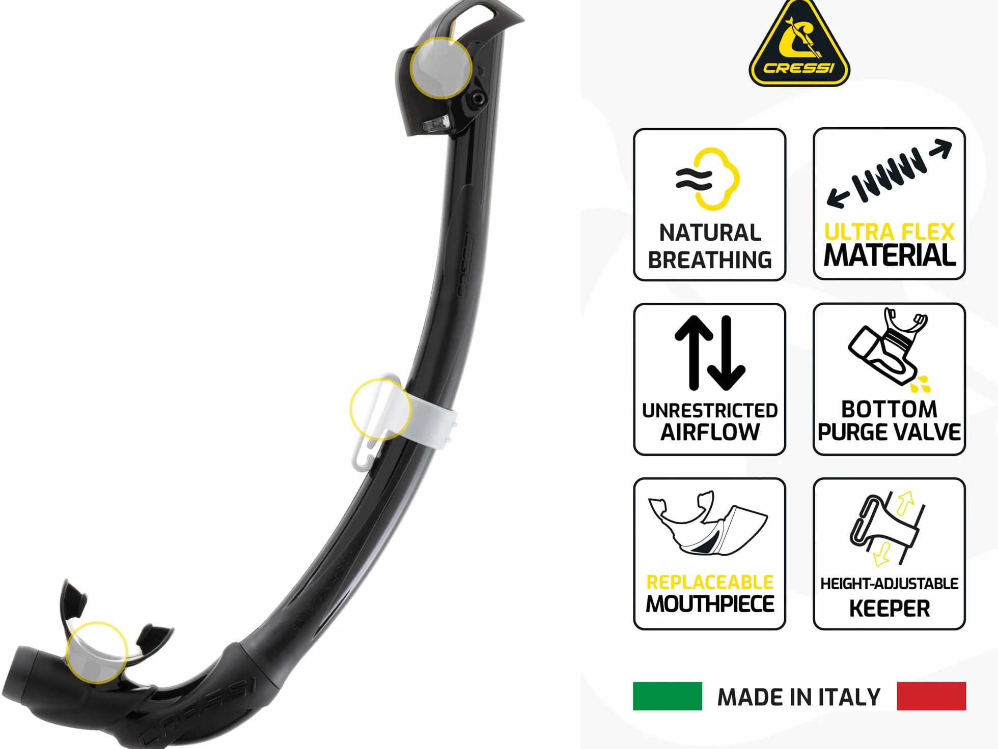 CRESSI Big Eyes Seal Dry Combo Black/Black Diving Snorkeling Mask Snorkel Set for Adults