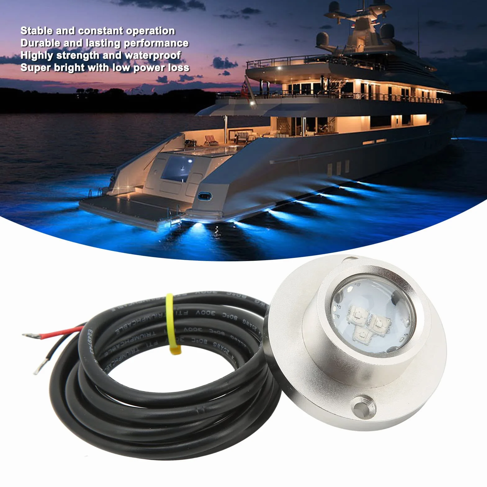 Morska Podwodna Lampa LED DC 12 V 24 V ze Stali Nierdzewnej Pasuje do łodzi Yacht Oświetlenie Nabrzeżne Biały i Zaprojektowany Jacht Marine Underwater LightMarine Underwater LightBoat (BLUE)