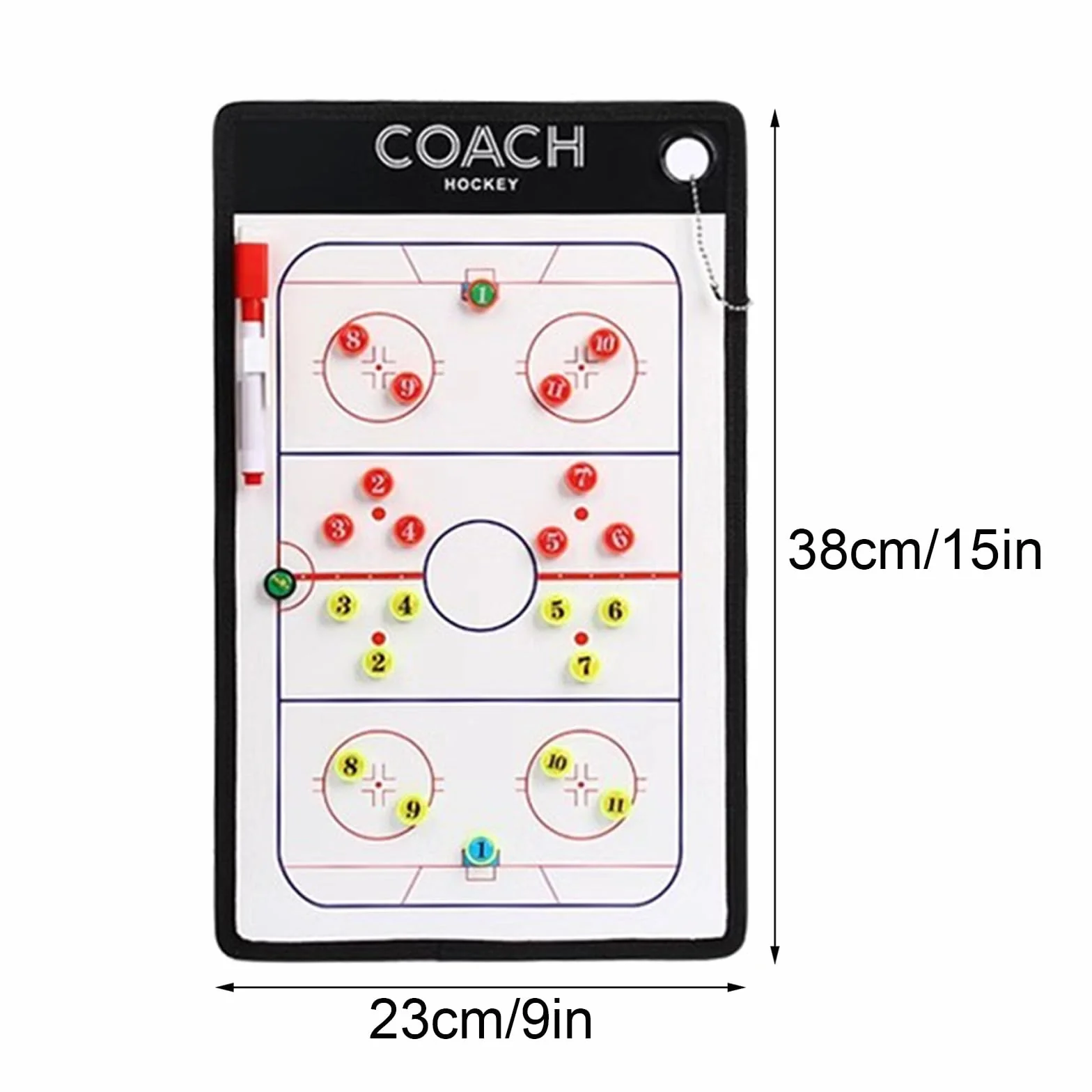 Magnetic Ice Hockey Coaching Board, Double-sided Dry Erase Clipboard, Portable Whiteboard, with Markers, Chess Pieces