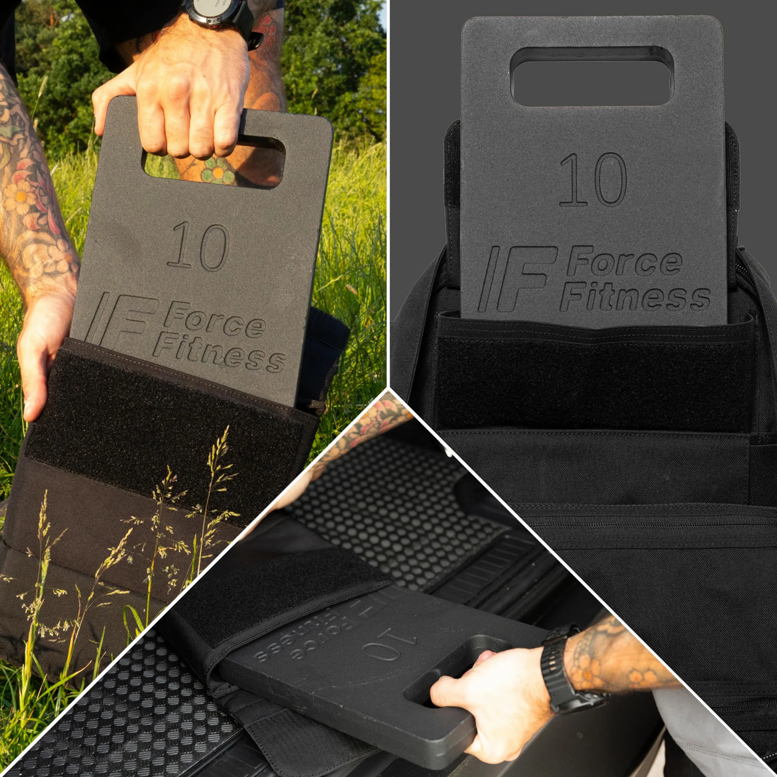 FORCE FITNESS Obciążniki Żeliwne do Plecaka Treningowego – Do Marszu z Obciążeniem, Treningu Siłowego, Domowej Siłowni – Płyty 5–25 kg – Do Rucking i Kardio