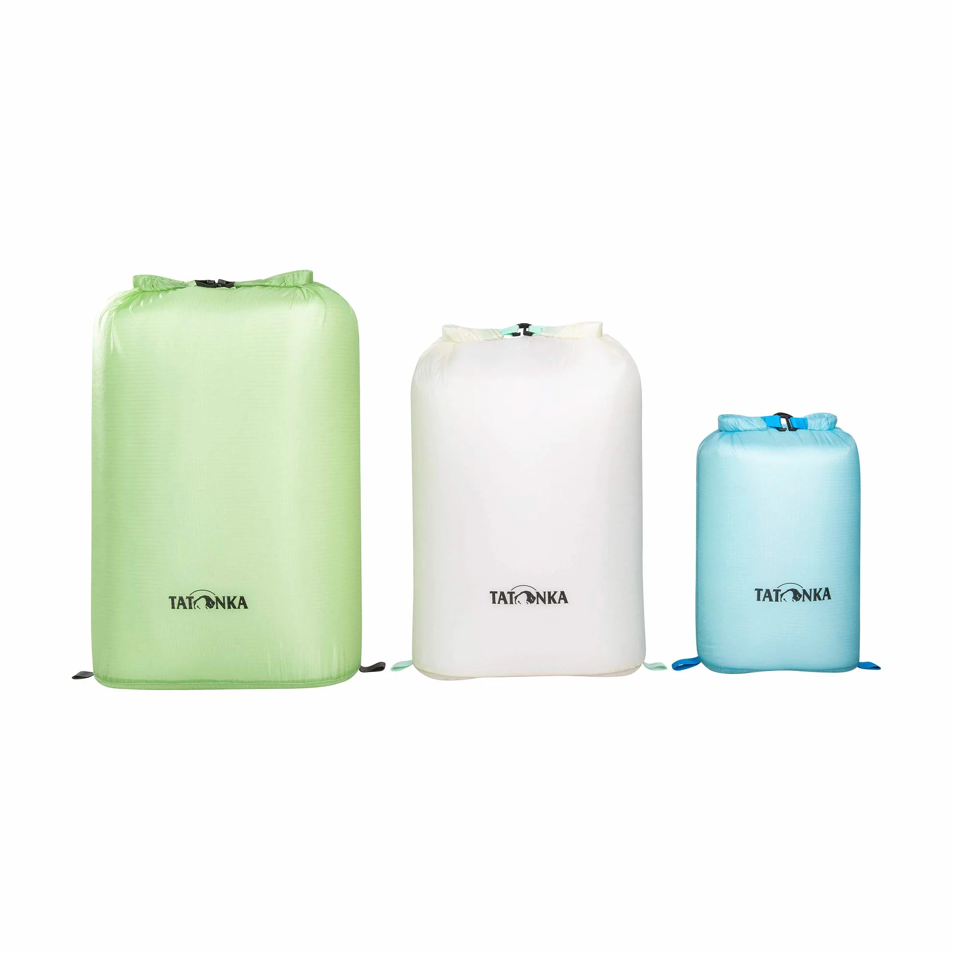 Tatonka SQZY Dry Bag zestaw 3 worków (5 l / 15 l / 20 l) – ultralekkie worki z rolowanym zamknięciem i wodoodpornymi szwami – idealne do sortowania bagażu podróżnego – nie zawierają PFC