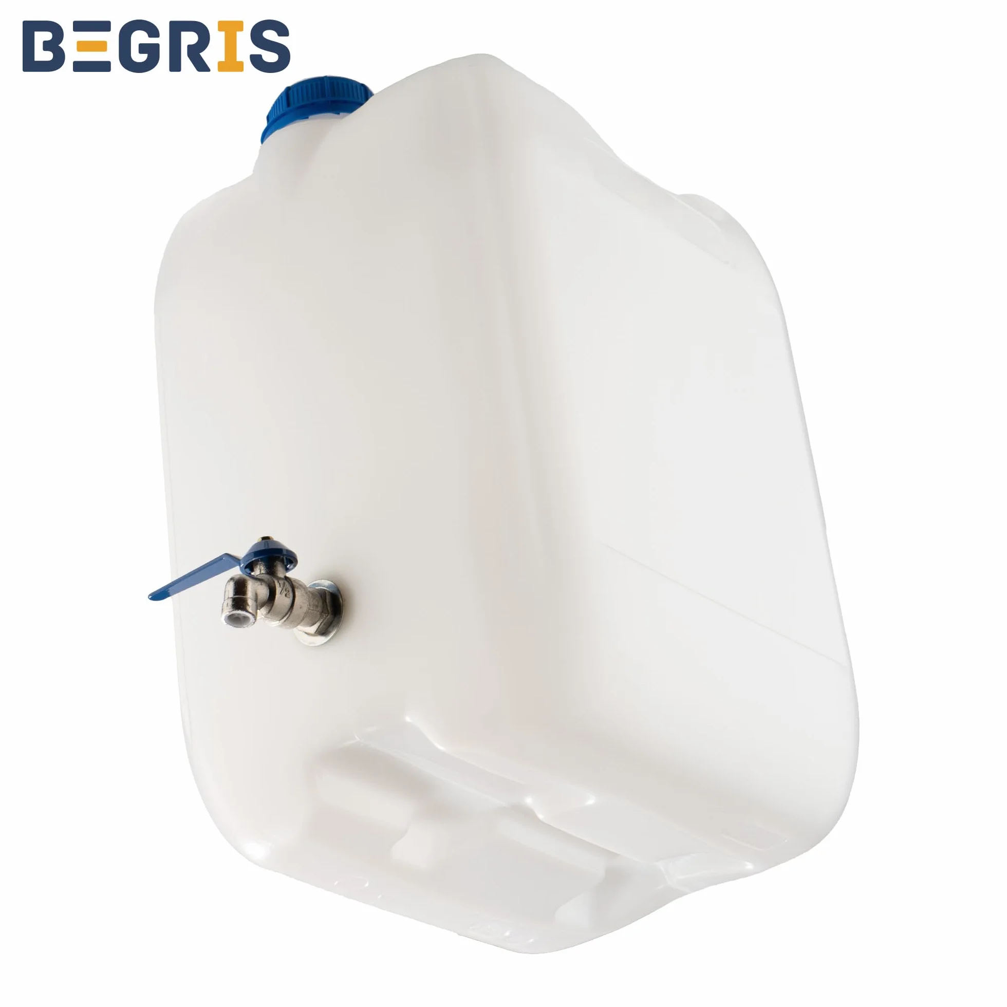 Zbiornik na Wodę z Zaworkiem Pojemnik Baniak Kanister 20L z Kranem 40x36x25 cm Tworzywo Sztuczne Biały