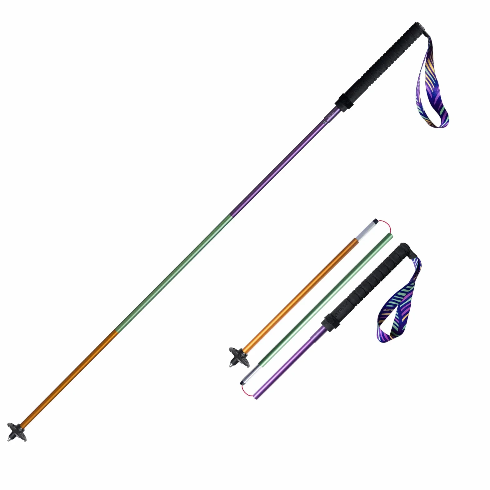 AONIJIE Kijki trekkingowe składane aluminiowe 120 cm regulowane 2 sztuki