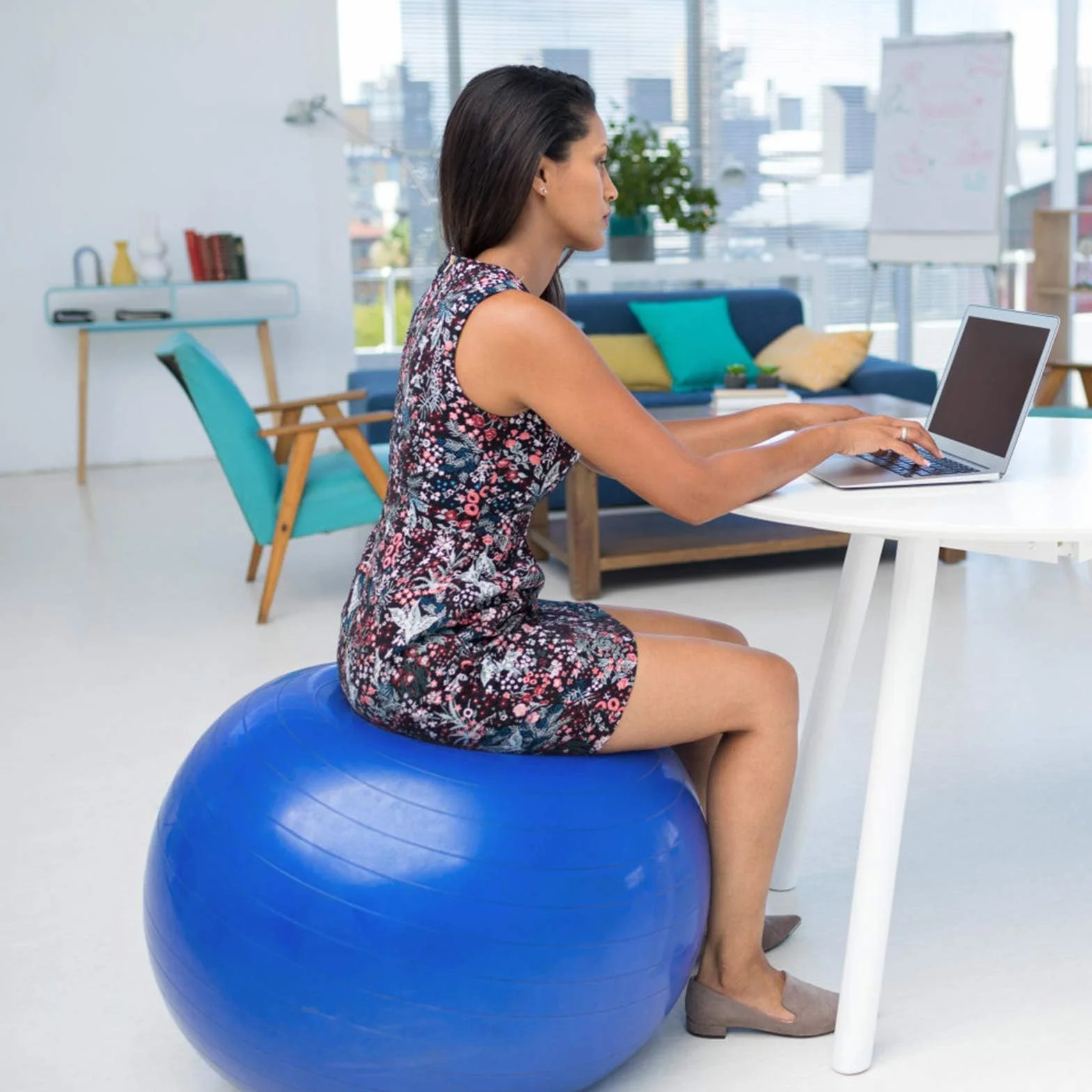 flintronic 85 cm piłka fitness, odporna na pękanie i stabilność, z pompką, narzędziem z nasadką i instrukcją do gimnastyki, jogi, ćwiczeń równowagi, treningu, fitnessu