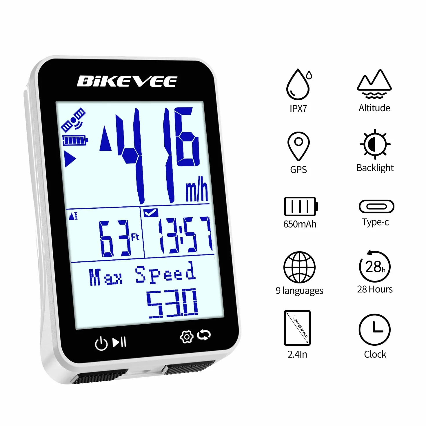 Bezprzewodowy komputer rowerowy IPX7, 6.1 cm LCD prędkościomierz MPH km/h