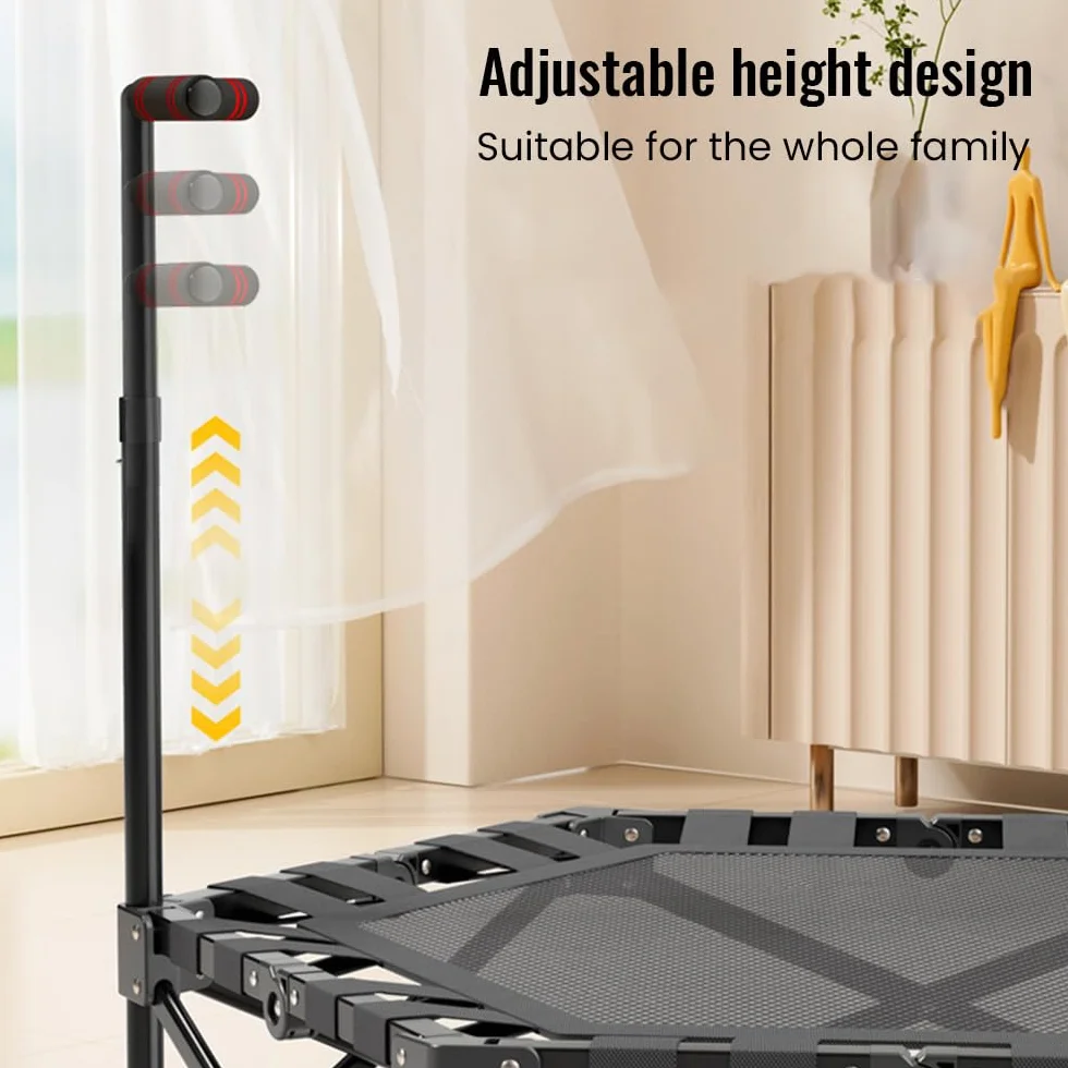 Trampolina Fitness, 106 cm Składana Mini Trampolina do Użytku Wewnętrznego z 3-Stopniową Regulacją Wysokości Uchwytu, Nośność 200 kg, Mała Trampolina do Domowego Treningu dla Dzieci i Dorosłych