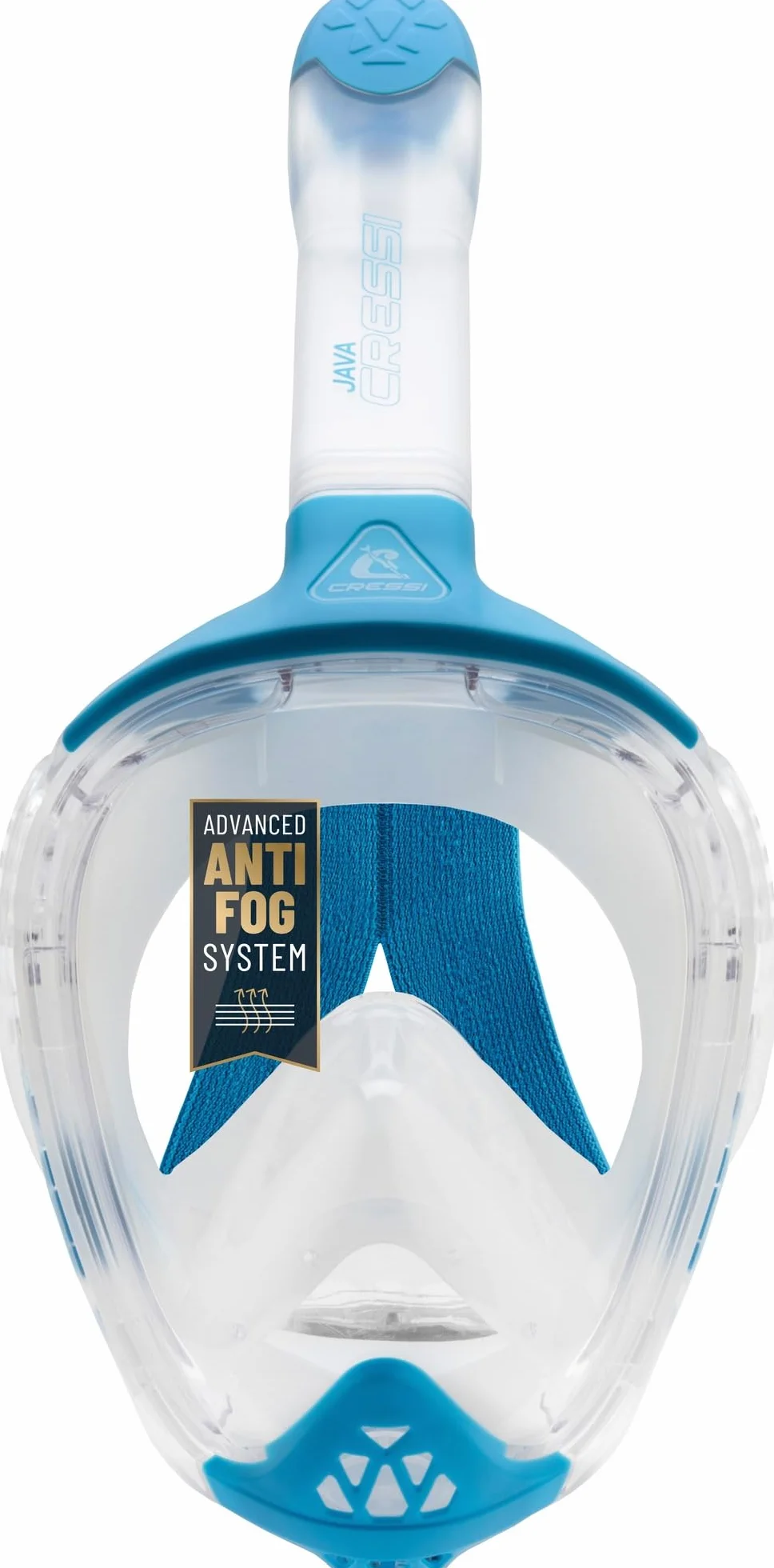 CRESSI Java Full Face Mask - Full Face Snorkel Mask, Ultra Clear Anti Fog Lens, 100% Silicone, Snorkel Dry with Safety Valves