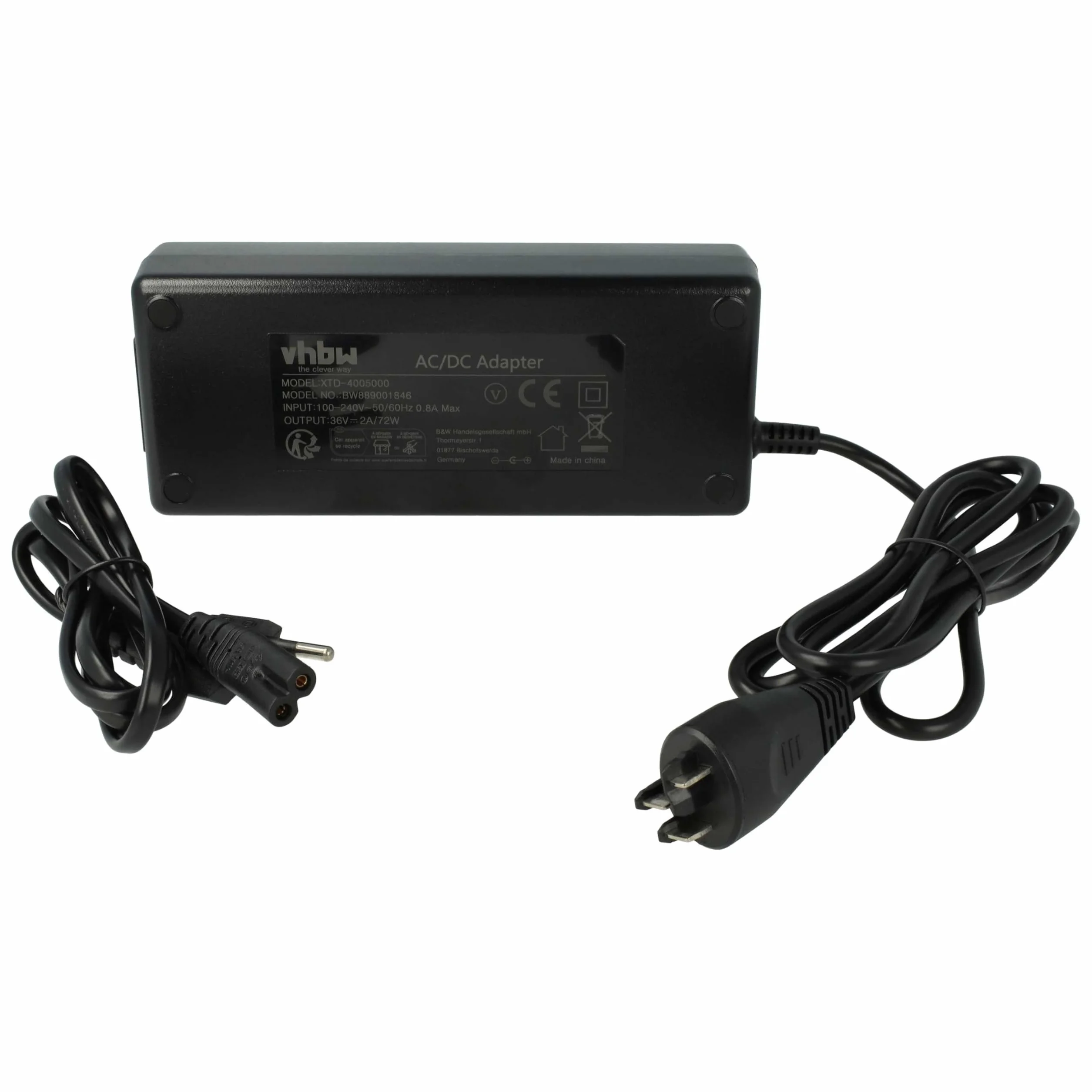 vhbw 1 x ładowarka kompatybilna z Bosch Active Line, BDU2XX, Active Line Plus, BDU3XX - do akumulatorów litowo-jonowych 36 V 72 W
