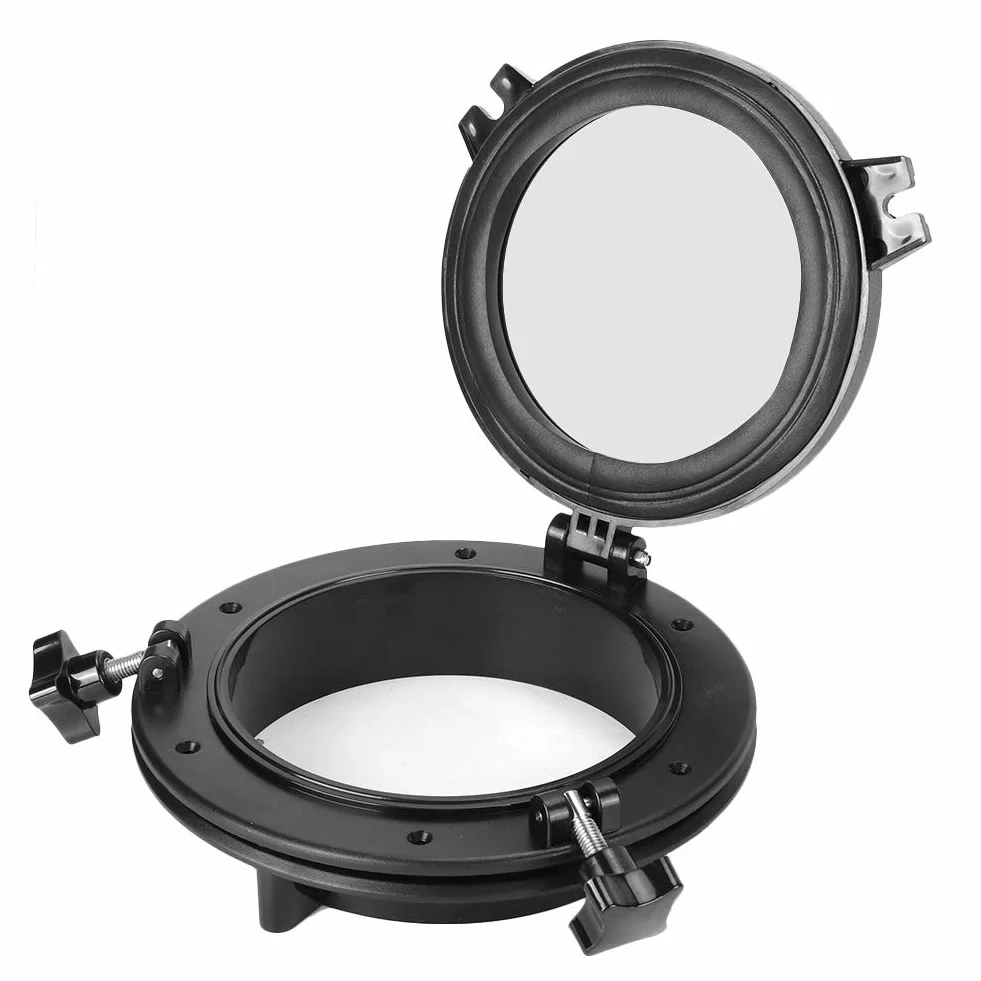 Akozon Bulaj do łodzi 8 w jachtu, okrągłe otwarcie, do jachtu, do łodzi, bulaju, ze szkła hartowanego, 265 mm, biały, do przyczepy kempingowej, łodzi, jachtu, do okien łodzi, bulajów, szkła hartowanego