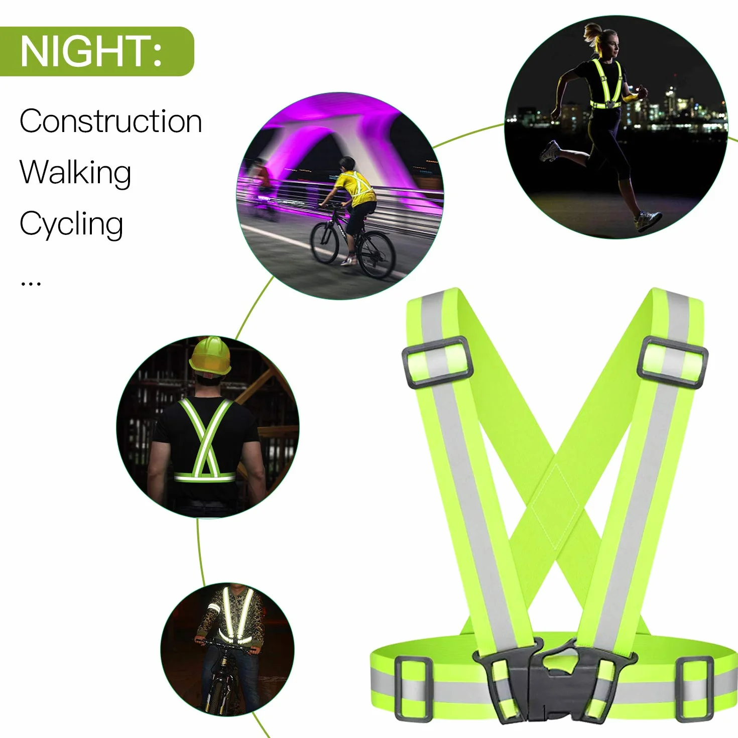 SANTOO 2 Stück Reflektorweste,360° Sicherheitsweste Motorrad Warnweste Reflektierende Weste Elastic Verstellbar Warnweste Erwachsene Kinder für Laufen, Camping, Fahrrad, Motorrad