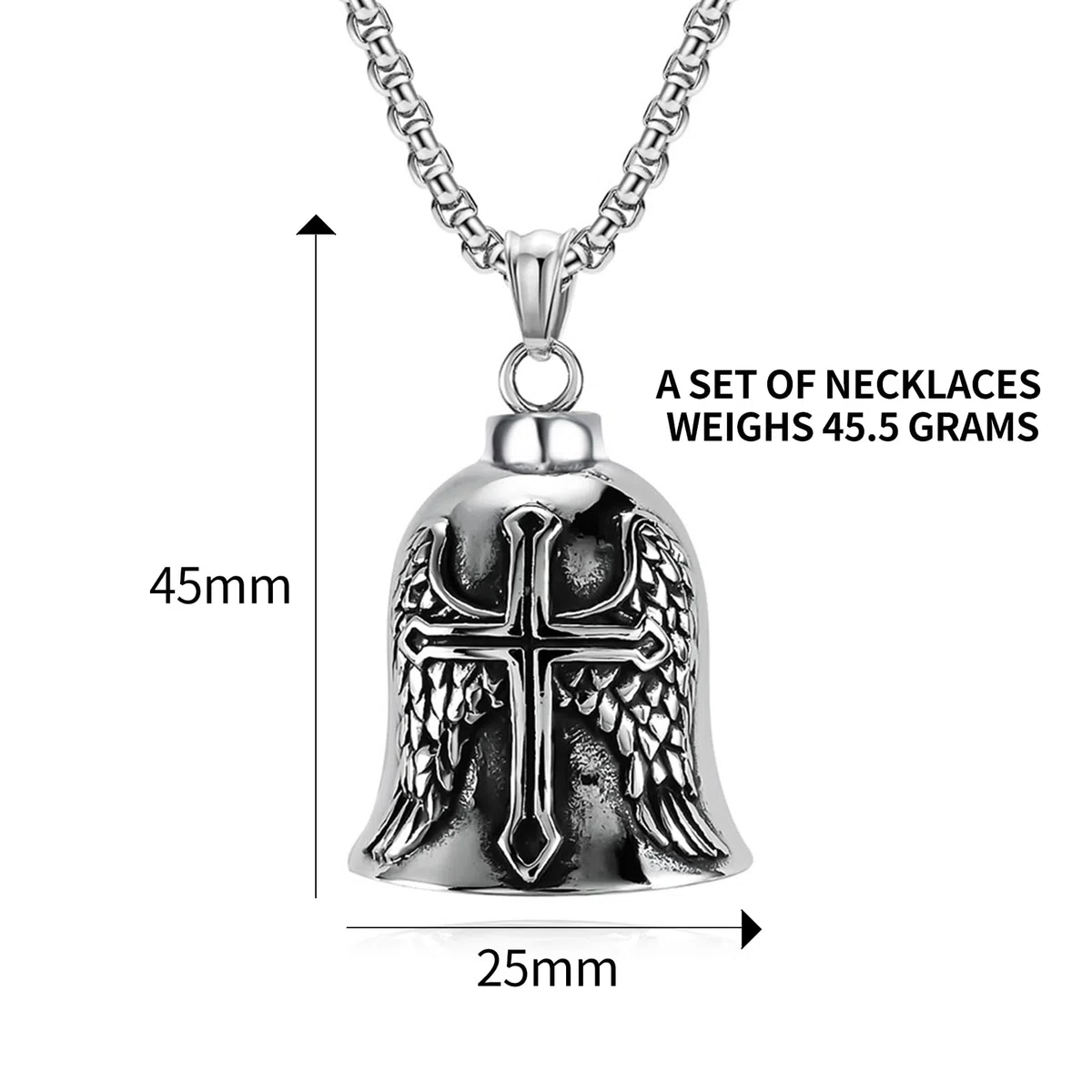Biker Guardian Bell - brelok ze stali nierdzewnej Lucky Charm - dzwonek ochronny dla motocyklistów i rowerzystów - czerwony olej, motyw anioła