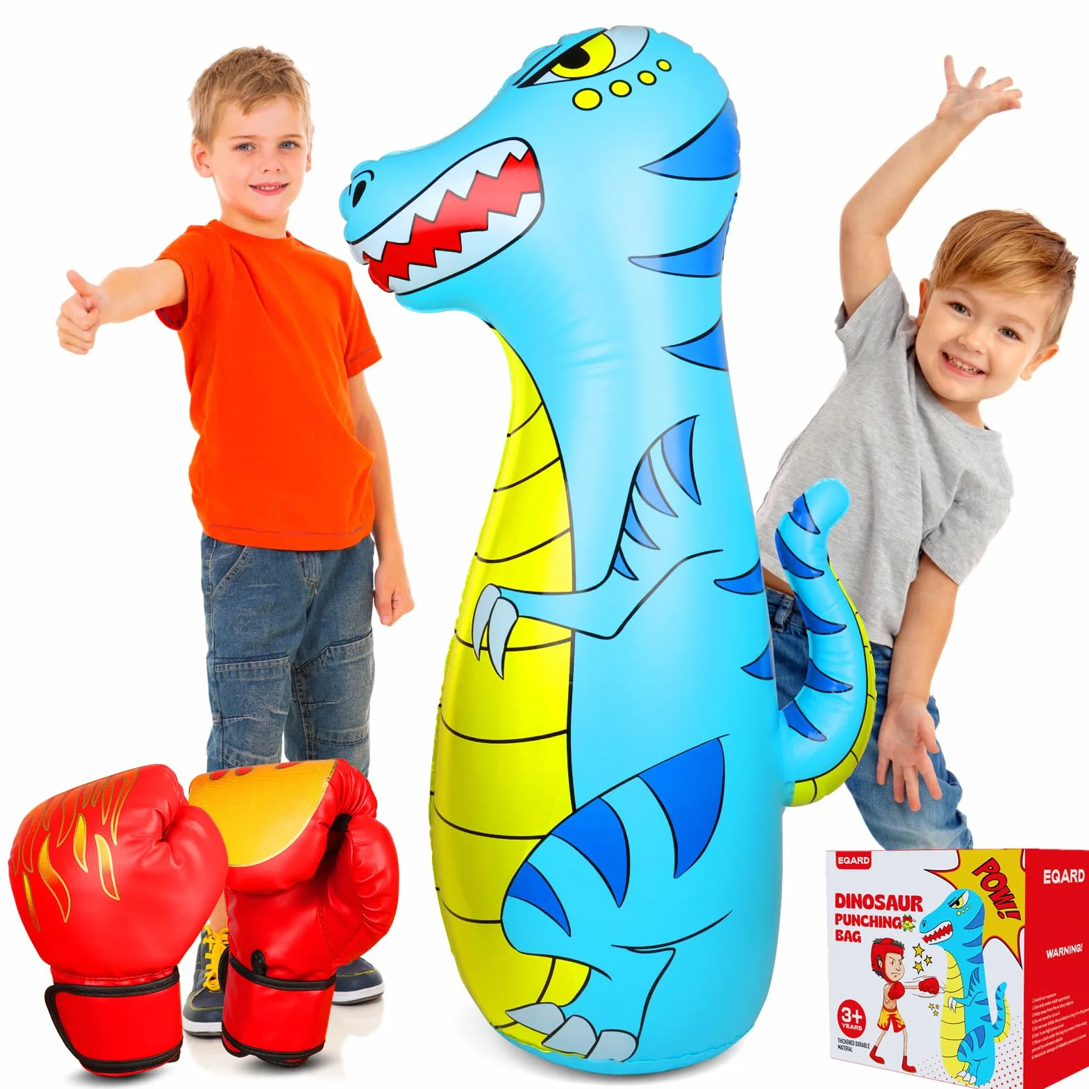 Worek bokserski dla dzieci, 120 cm, nadmuchiwany worek bokserski, stojący z rękawicami bokserskimi dla 3-9 dzieci, z grubego, bezpiecznego materiału, do karate MMA, taekwondo, prezent dla