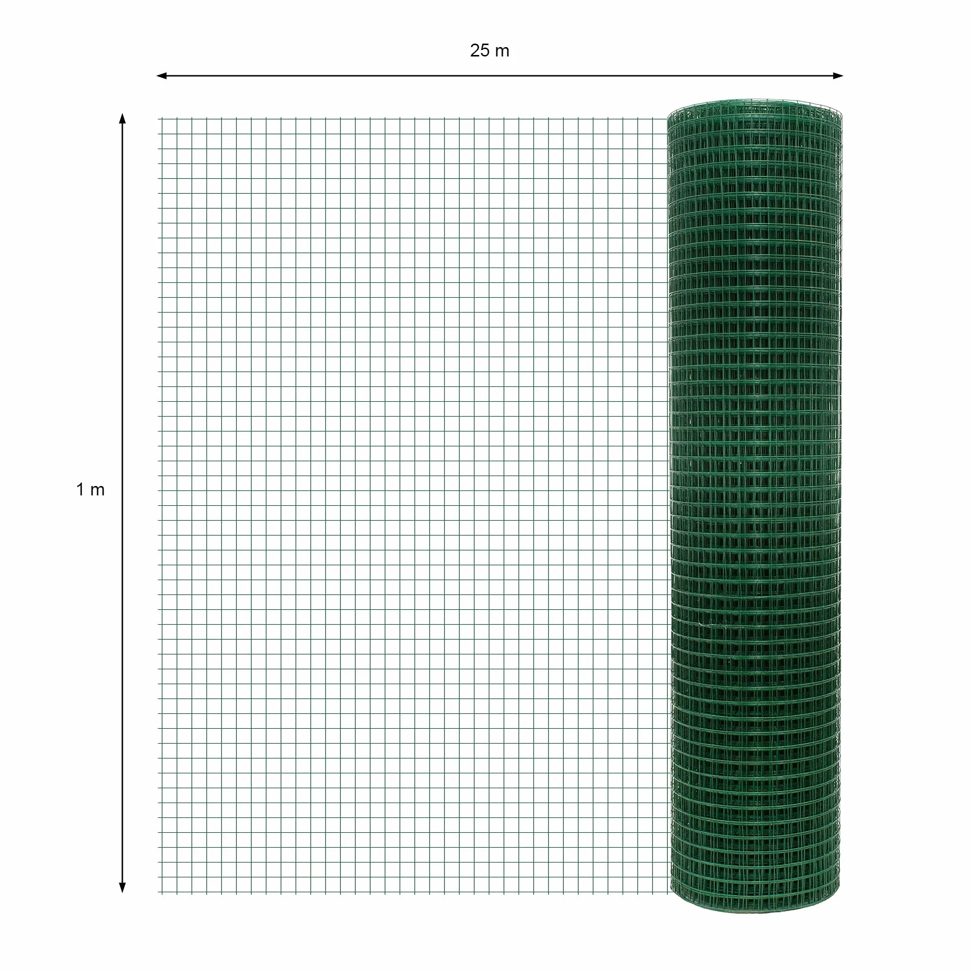 ECD Germany Aviary Wire Mesh 1mx25m 19x19mm 0,75mm Green Galvanised Steel Welded Wire Fence
