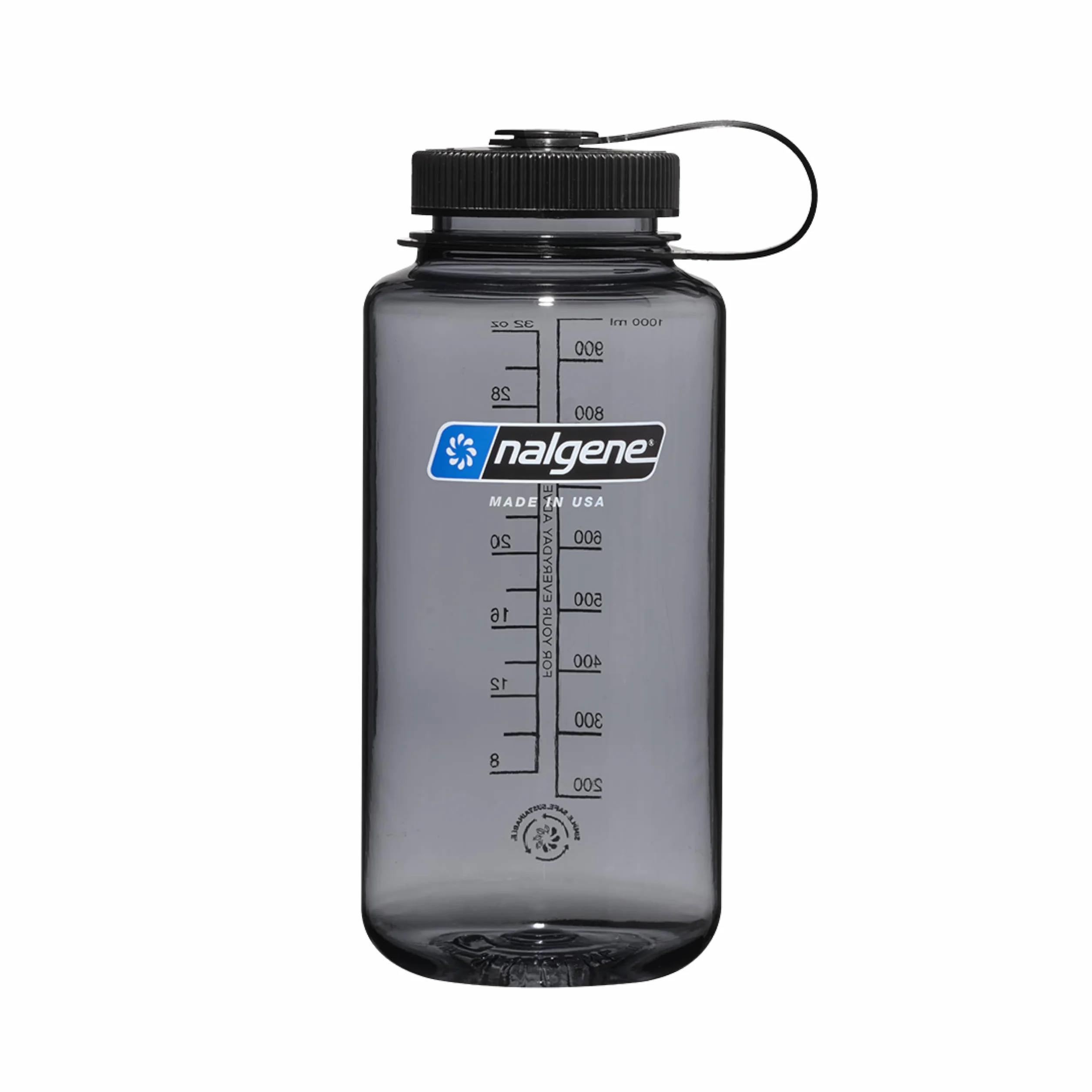 Nalgene Sustain Butelka na wodę z tritanu 900 ml szeroki otwór szara z czarną pokrywką