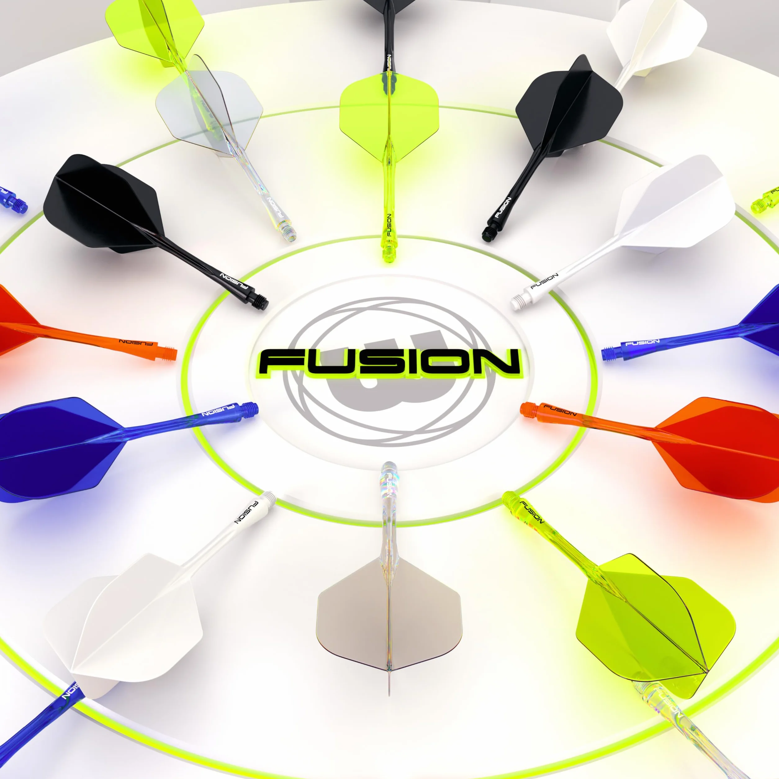 WINMAU Darts - Zintegrowany System Lotek i Trzonków Fusion - Kształt i Design Nr. 2 - Dostępny w Rozmiarach Krótkim, Średnim i Długim - Dostępne w różnych kolorach