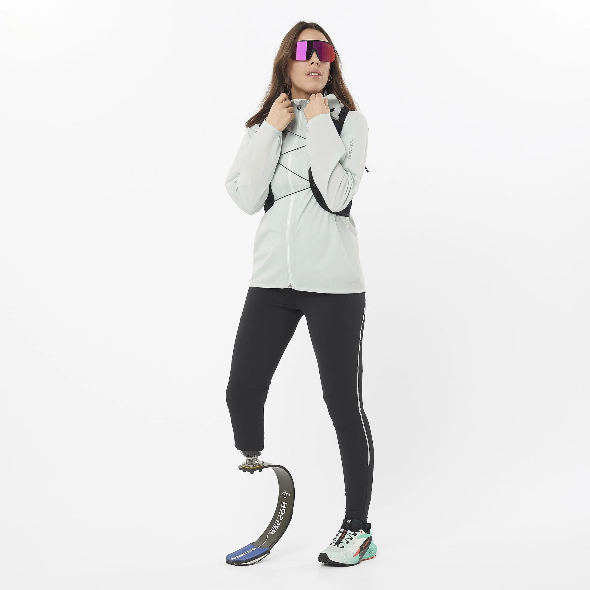 Salomon Active Skin 4 x kamizelka z wodą z butlami do biegania w szlaku do biegania piesze wycieczki MTB w zestawie, specjalny projekt dla kobiet, łatwe nawodnienie, zoptymalizowane kieszenie i