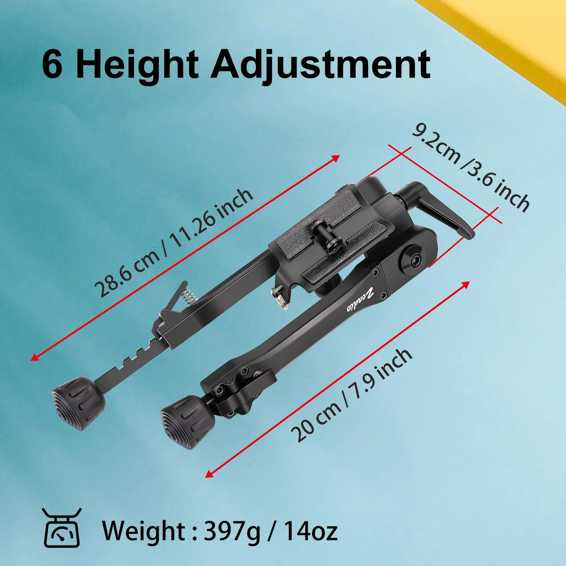 Zeadio Bipod F29S - Czarny (Black) - Aluminium - Bipode - 7-10 cali - Picatinny i Weaver