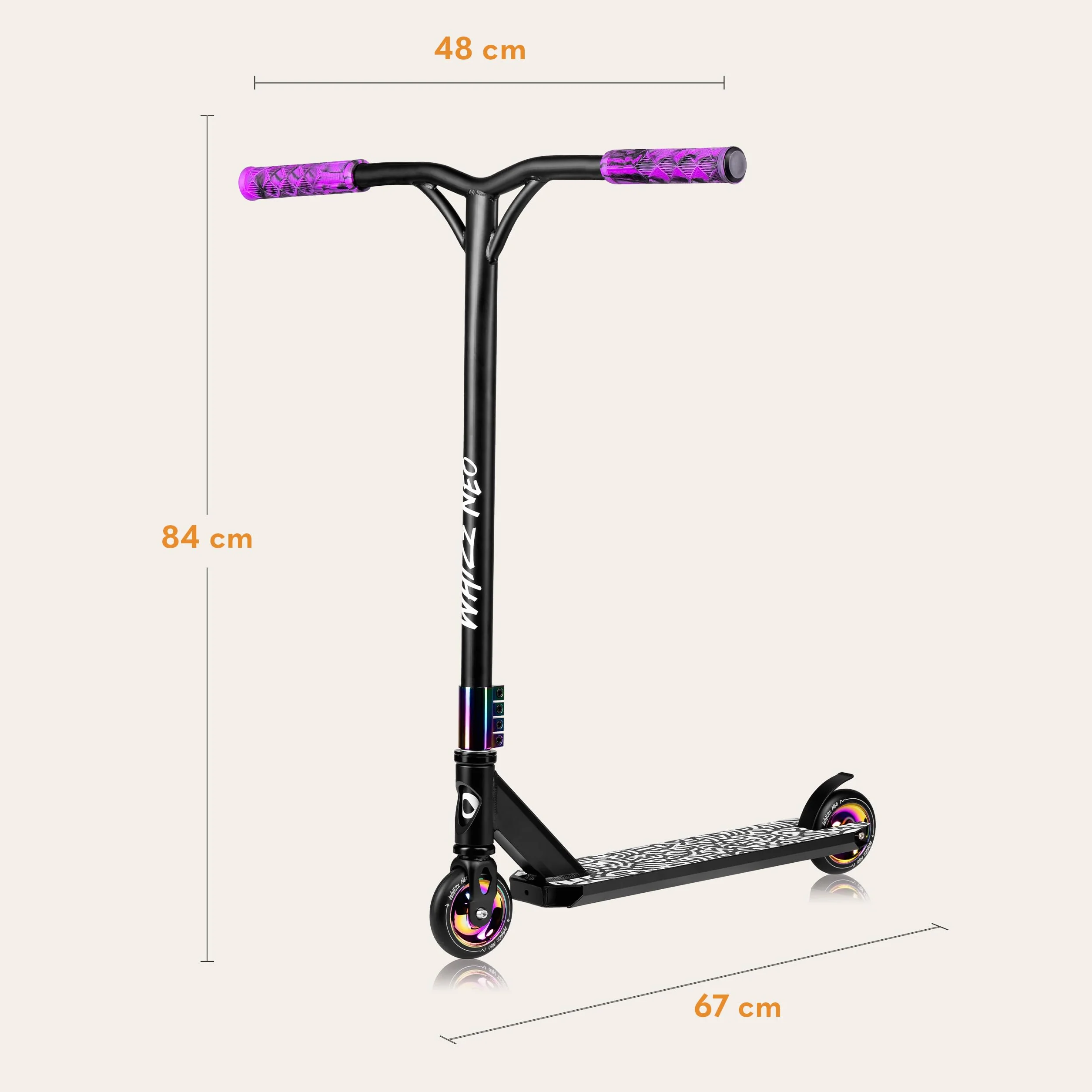 LIONELO Whizz Hulajnoga Wyczynowa Dziecięca do 100 kg, Łożyska ABEC-9, Hulajnoga Aluminiowa, System Kompresji HIC, Koła 110 mm, Szeroka Kierownica Y-bar, Hamulec Flex Fender MN Steel