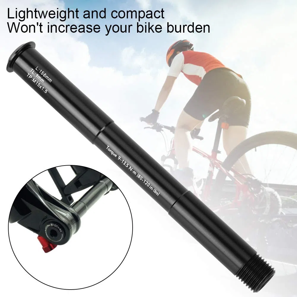Keenso Oś widelca przedniego, rura piasty ze stopu aluminium dzięki wzmocnieniu fali do rowerów górskich RockShox (czarna) (15 x 110 mm (158 l)
