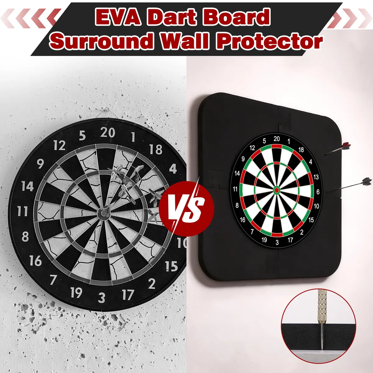 Zocipro Dartboard Surround, trwała ochrona ściany z EVA do tarczy do darta na nietrafionych rzutów, tylna ścianka do tarczy do darta do wszystkich standardowych rozmiarów tarcz do darta (czarna)