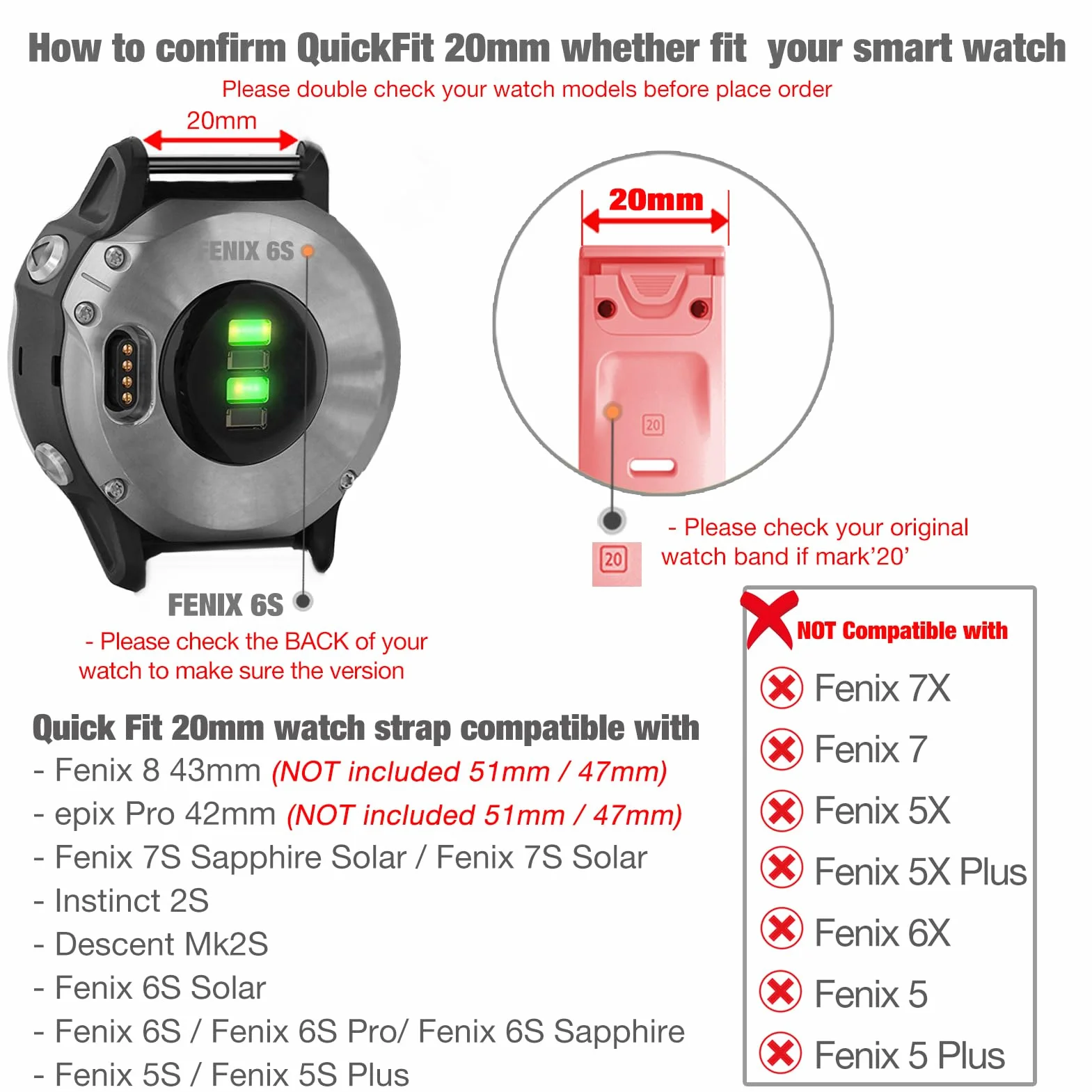 Yooside pasek do zegarka Garmin Fenix 6S 5S 7S Descent Mk2S 20 mm nylonowy szybkoschnący czarny