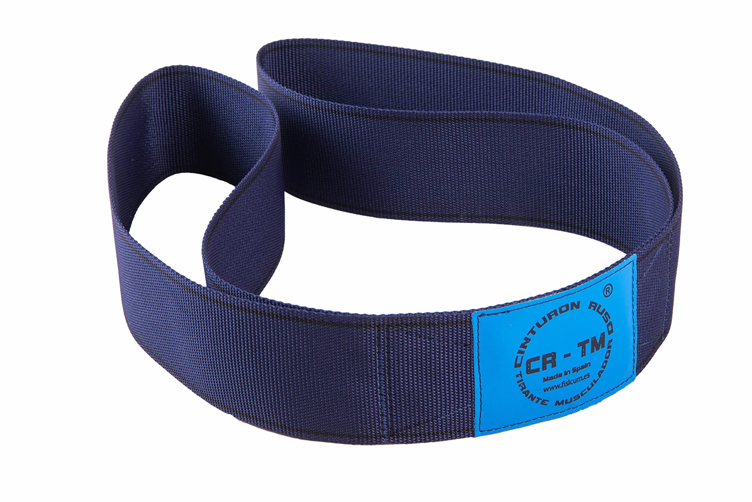 Cinturon Ruso CR-TM Tirante Musculador Niebieski pas do treningu ciężarów 8 cm x 120 cm poliester