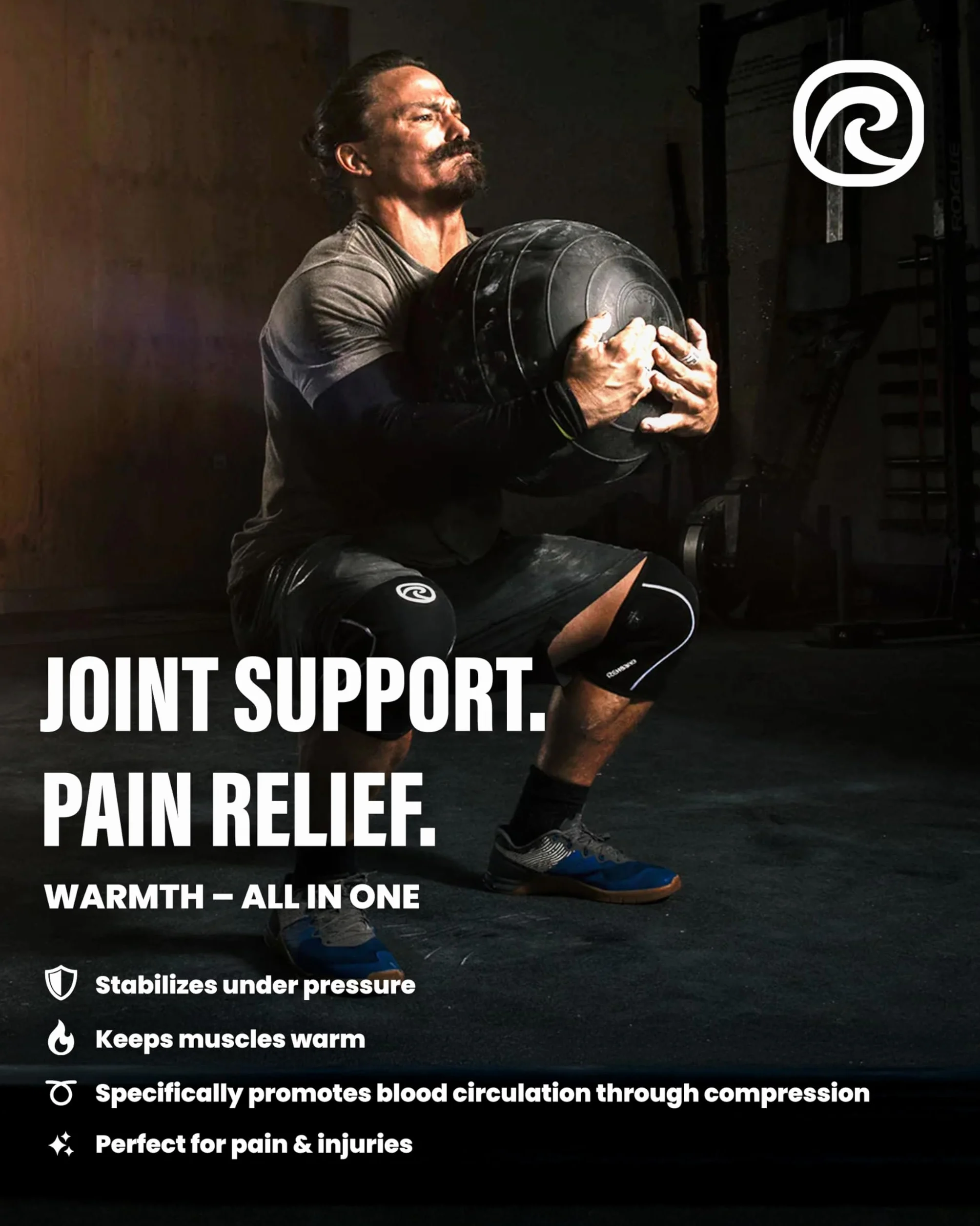 Rehband Bandaż na kolano 5 mm neopren do sportów siłowych i cross-fit