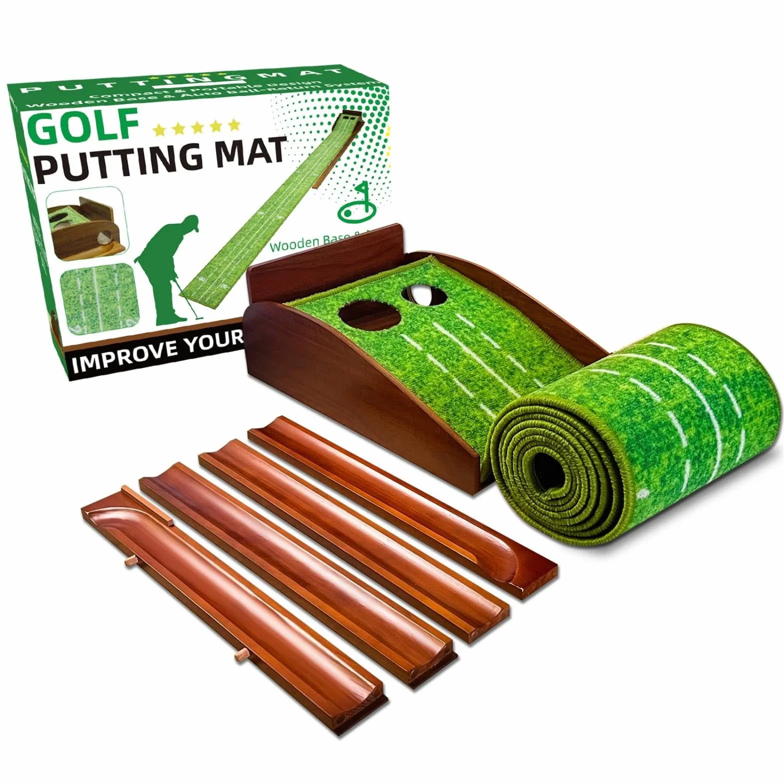 CRESTGOLF Mata do golfa mata do ćwiczeń osobistych Outdoor Gold Gold Indoor Leisure Easy Folding Putter Pad