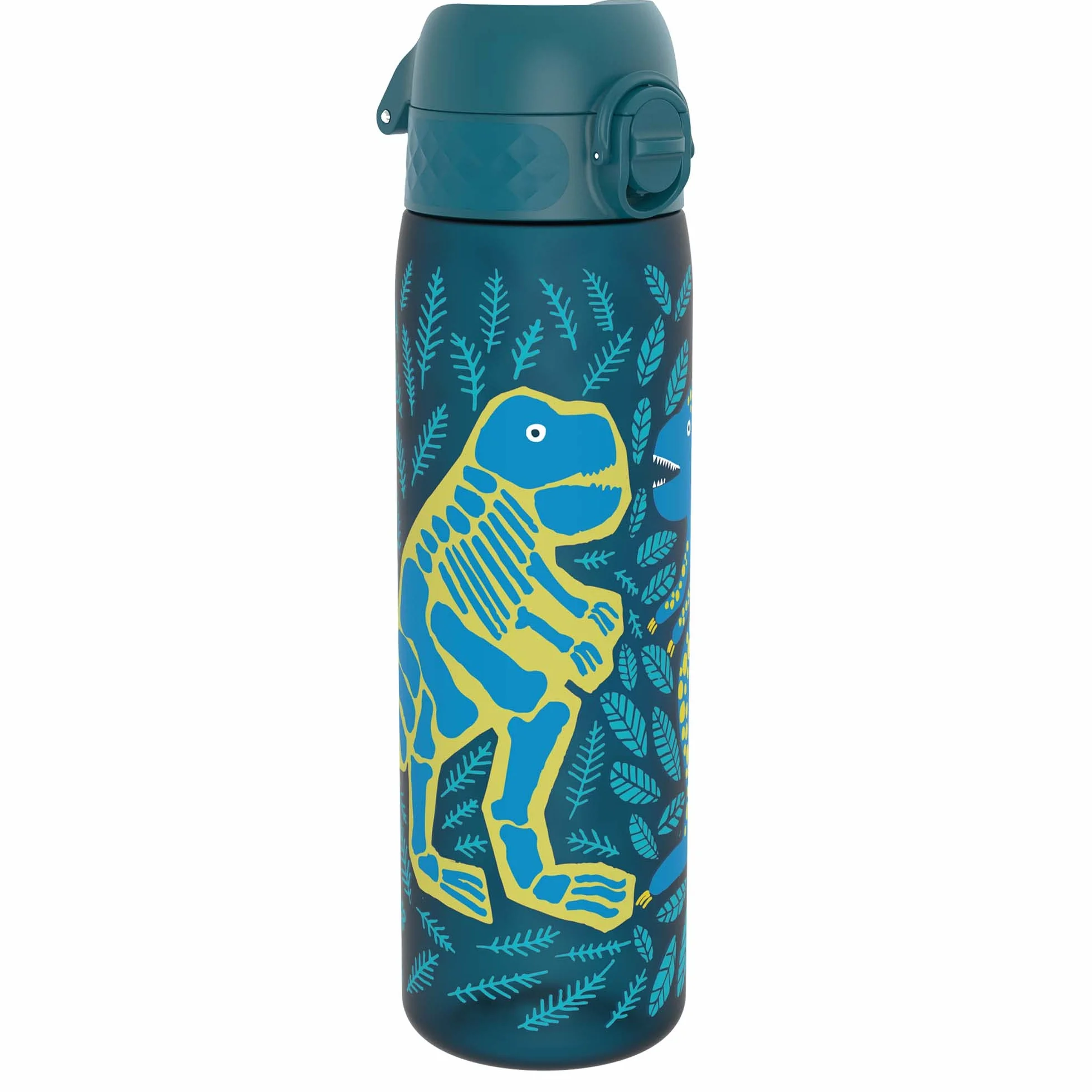 ION8 Butelka na Wodę, 500 ml/18 oz, Szczelna, Łatwe Otwieranie, Bezpieczny Zamek, Można Myć w Zmywarce, Bez BPA, Higieniczne Pokrycie, Uchwyt do Przenoszenia, Łatwa Czyszczenie, Bezwonny, Dinozaury