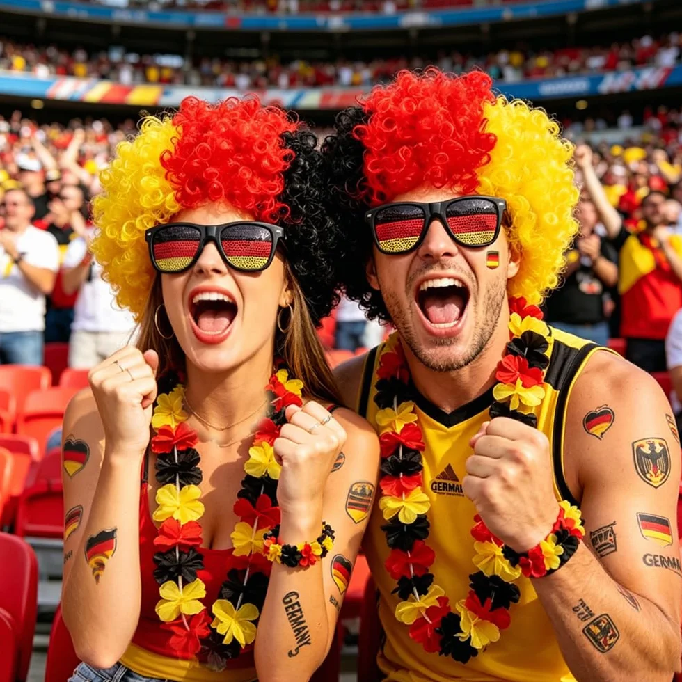 11-częściowy artykuł dla kibiców Niemiec, piłka nożna Mistrzostwa Świata 2026, artykuł dla kibiców Niemiec, dekoracja europejska D-eutschland, peruka, okulary, girlandy, naklejki i fajka